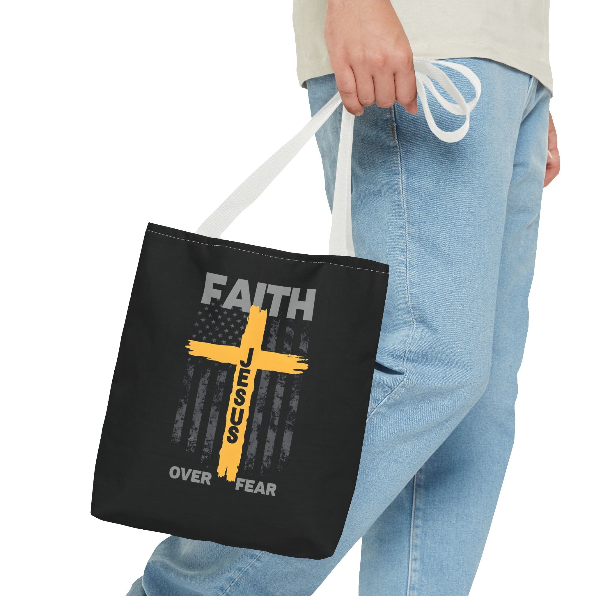 Faith Over Fear Tote Bag, Inspirational Bag, Bible Quote Tote, Christian Gift, Church Accessory, Motivational Bag