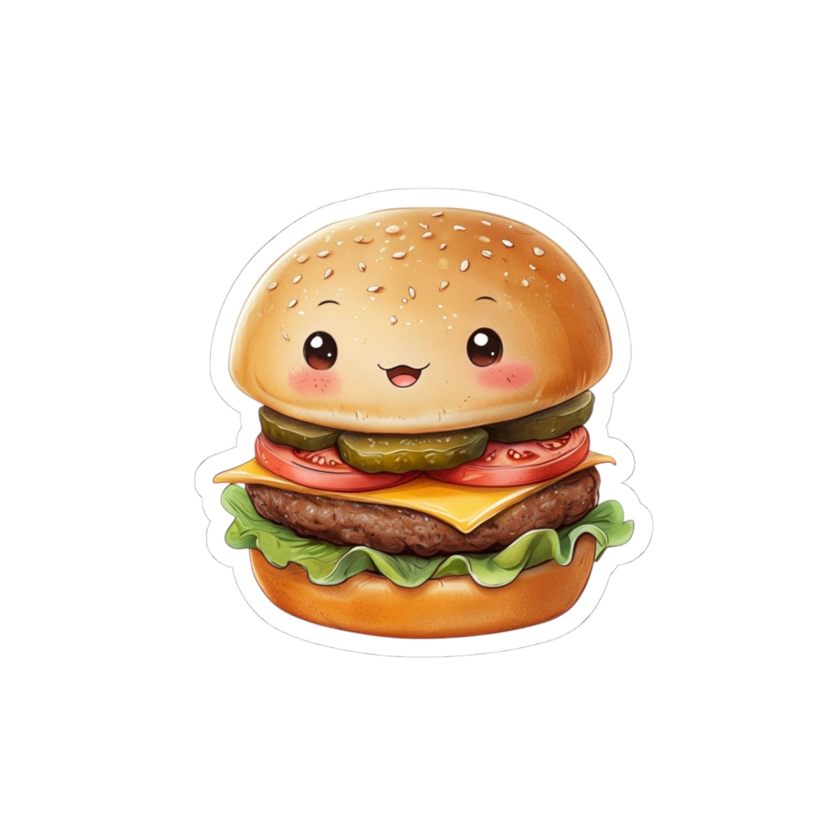 Cute Hamburger Kiss-Cut Stickers - Fun & Whimsical Designs for Food Lovers