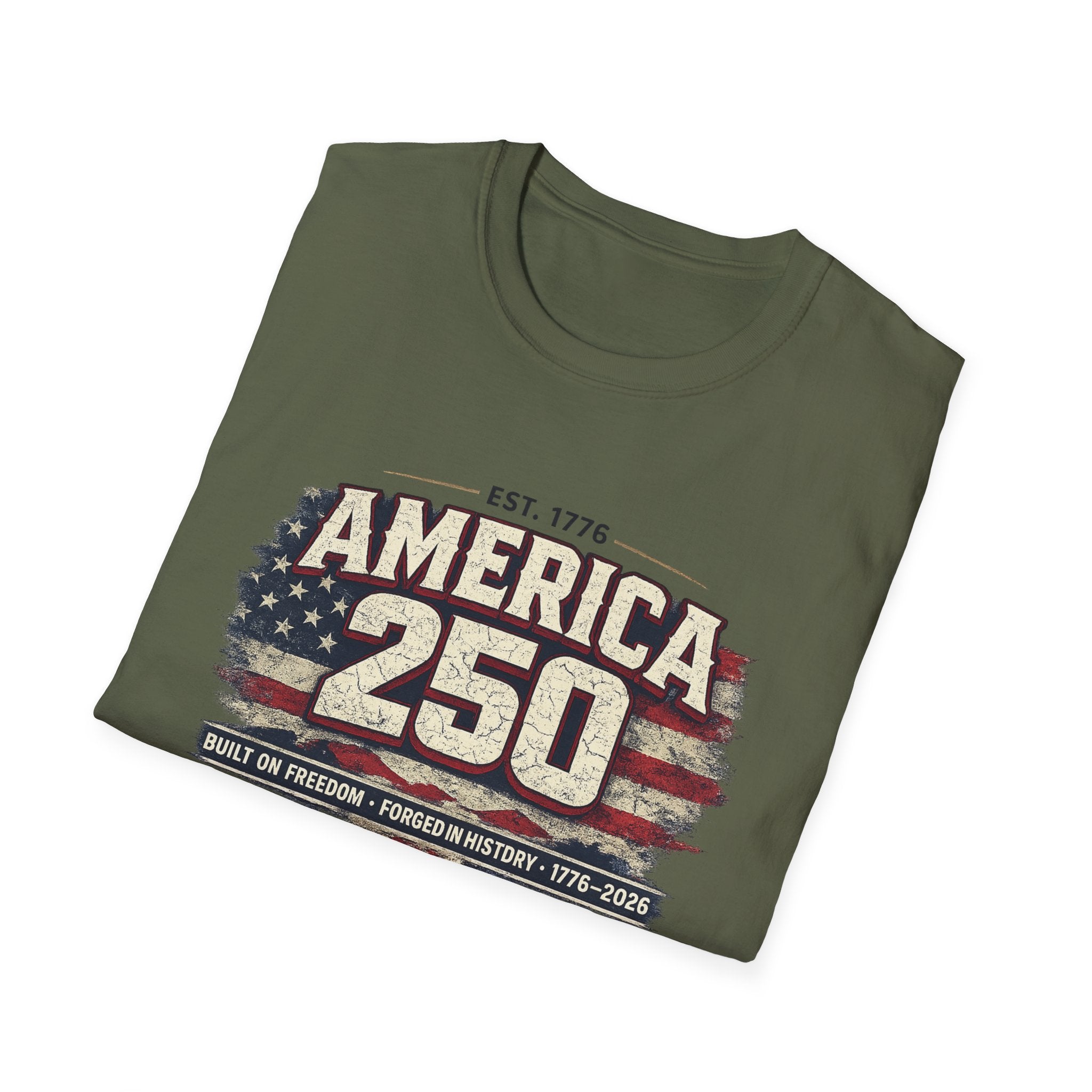 America 250 Vintage Flag T-Shirt — 1776–2026 Patriotic Independence Tee