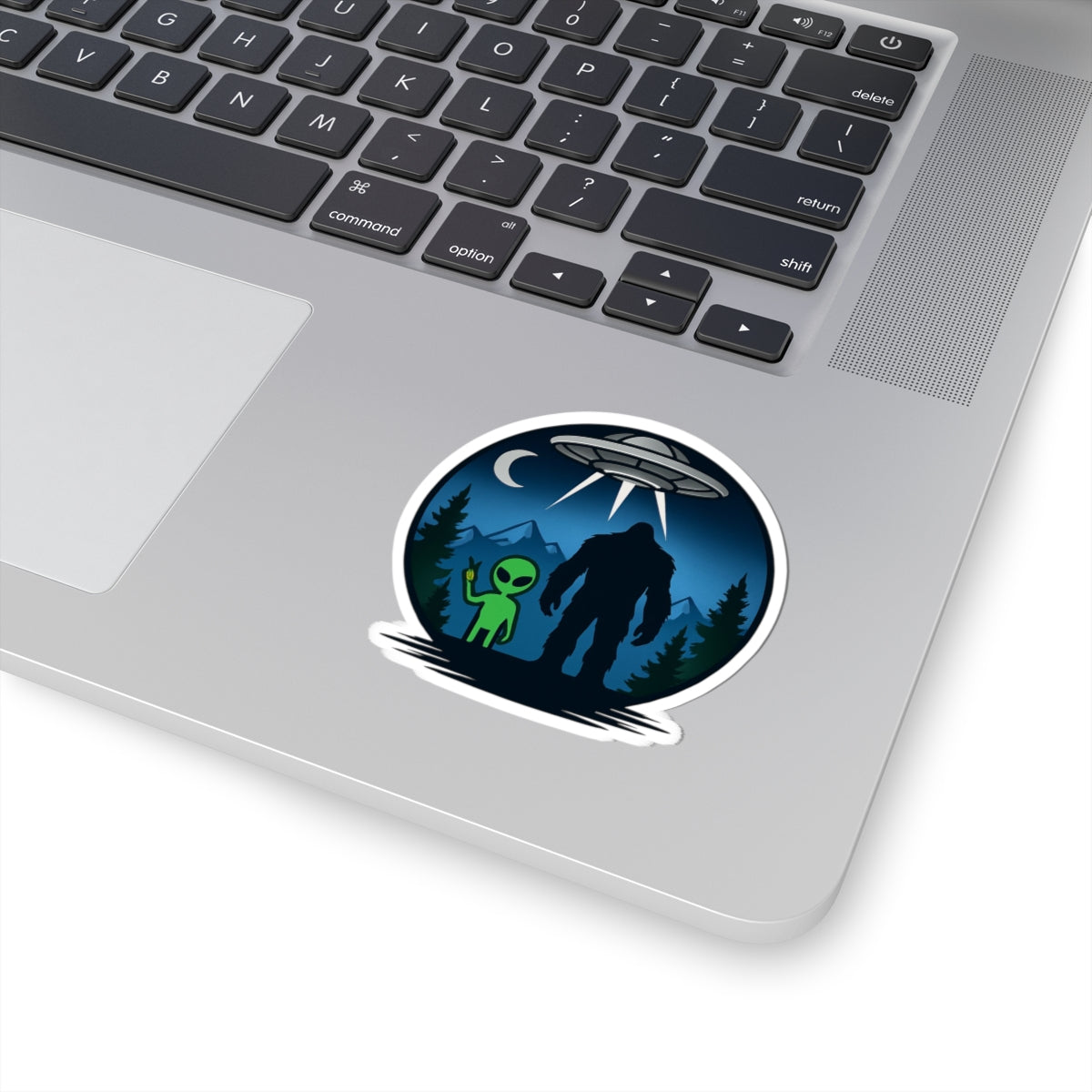 Cosmic Creature Kiss-Cut Stickers | Alien Bigfoot Design, Sci-Fi Decor, Fun Gifts for Nerds, Laptop Stickers, Outer Space Art