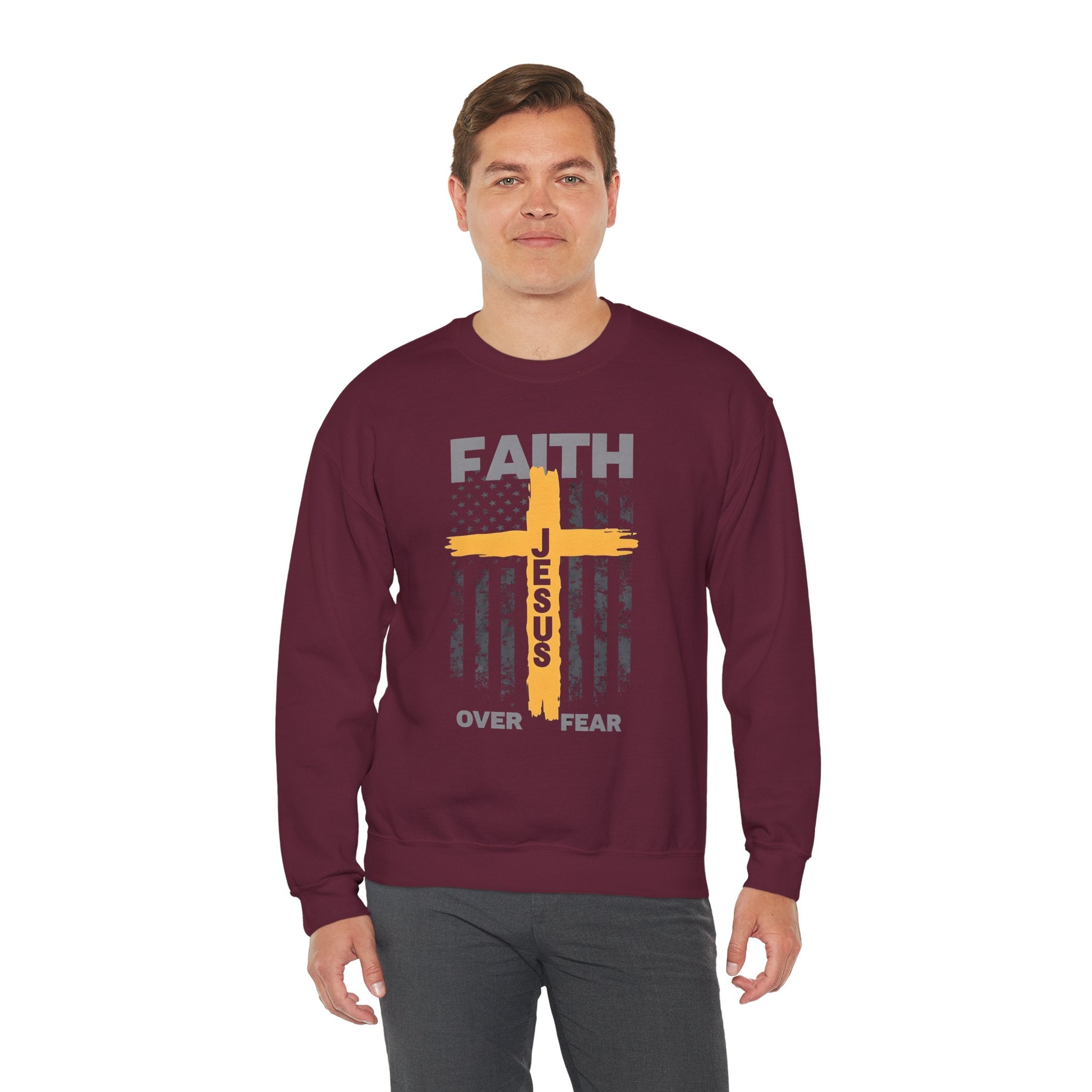 Faith Over Fear Crewneck Sweatshirt, Inspirational Christian Apparel, Unisex Sweatshirt, Religious Gift, Cozy Faith-Based Clothing