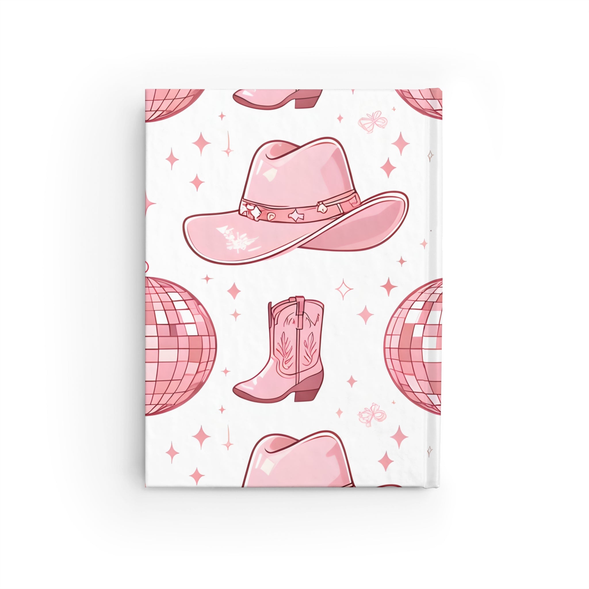 Pink Western Journal with Cowboy Hats and Disco Balls, Cowgirl Gift, Inspirational Journal, Cute Note Book, Rodeo Party, Trendy Diary