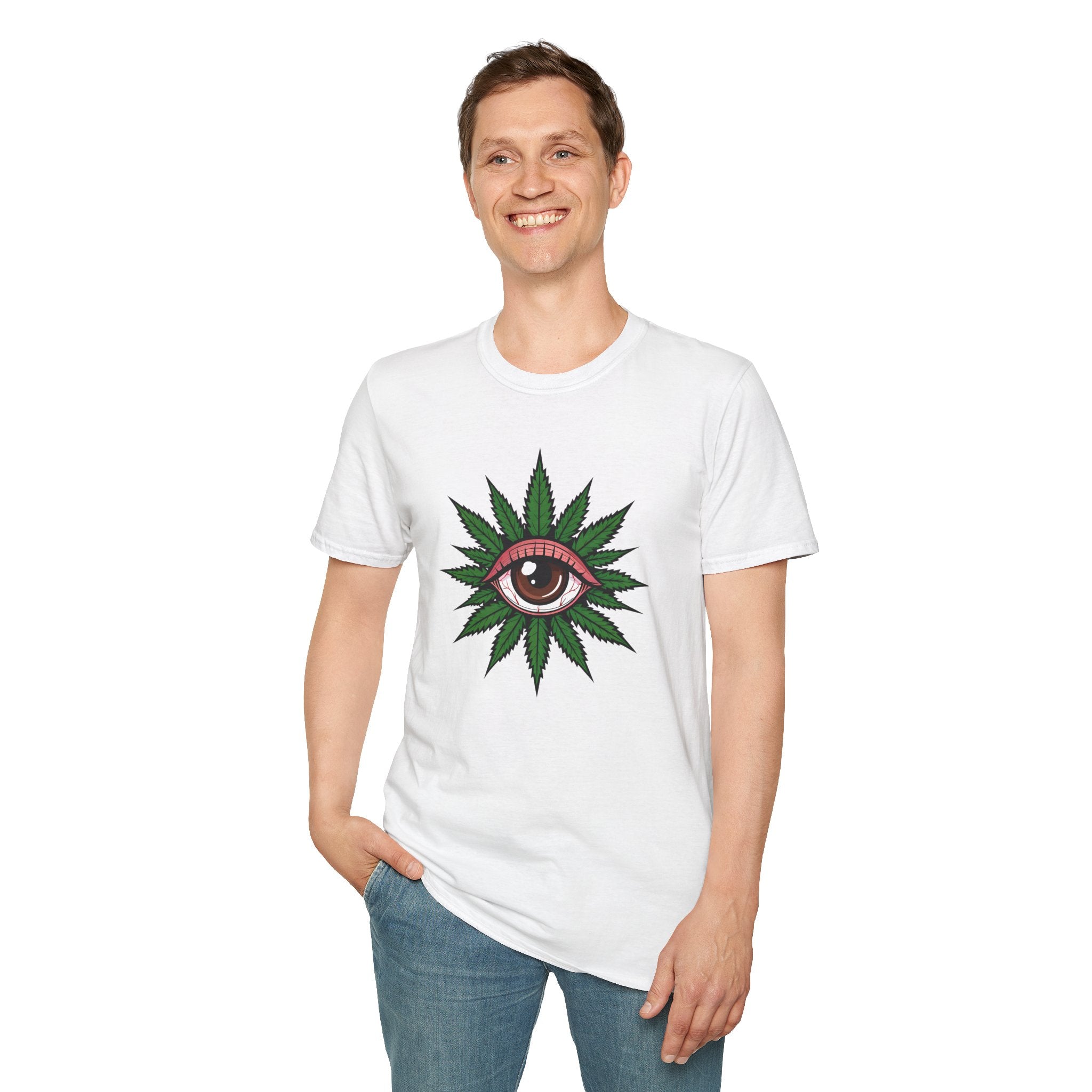 Mystical Eye Graphic T-Shirt, Cannabis Themed Shirt, Boho Tee, Unisex T-Shirt, Chill Fashion, Gift for Her/Him/Teen