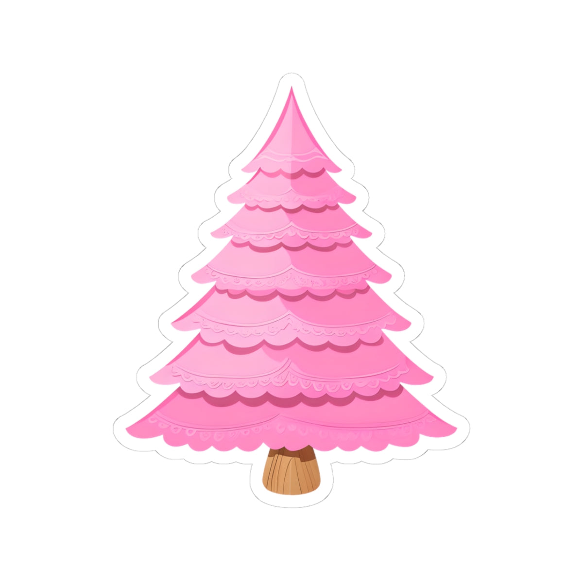 Pink Christmas Tree Kiss-Cut Stickers | Festive Holiday Decor