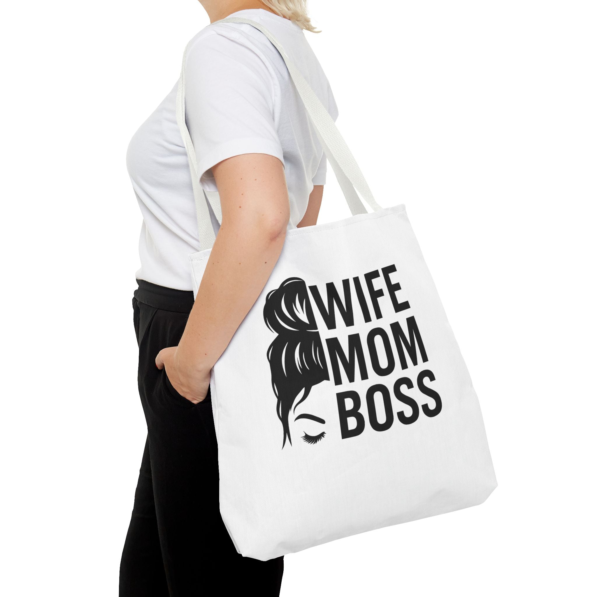 Wife Mom Boss Tote Bag - Chic, Durable Tote for Moms, Stylish Carry-All, Gift for Mother's Day, Work, and Everyday Use