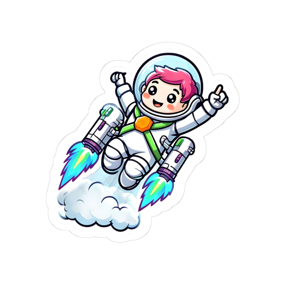 Cute Astronaut Kiss-Cut Sticker - Fun Space Design for Kids & Enthusiasts