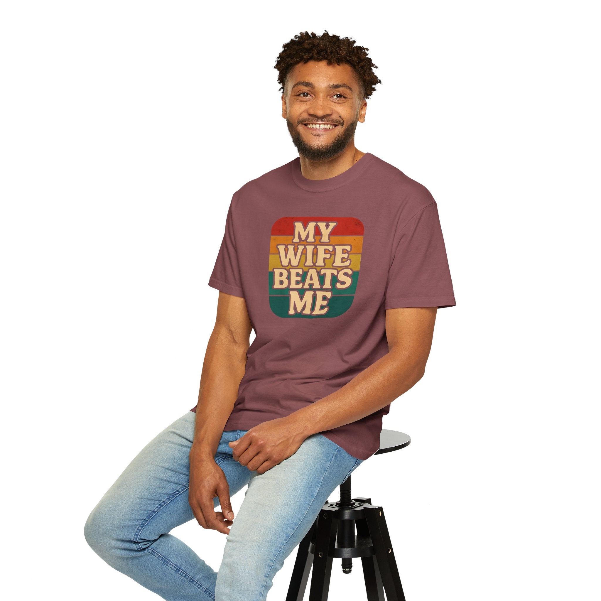 Humorous Unisex T-Shirt - 'My Wife Beats Me' Design