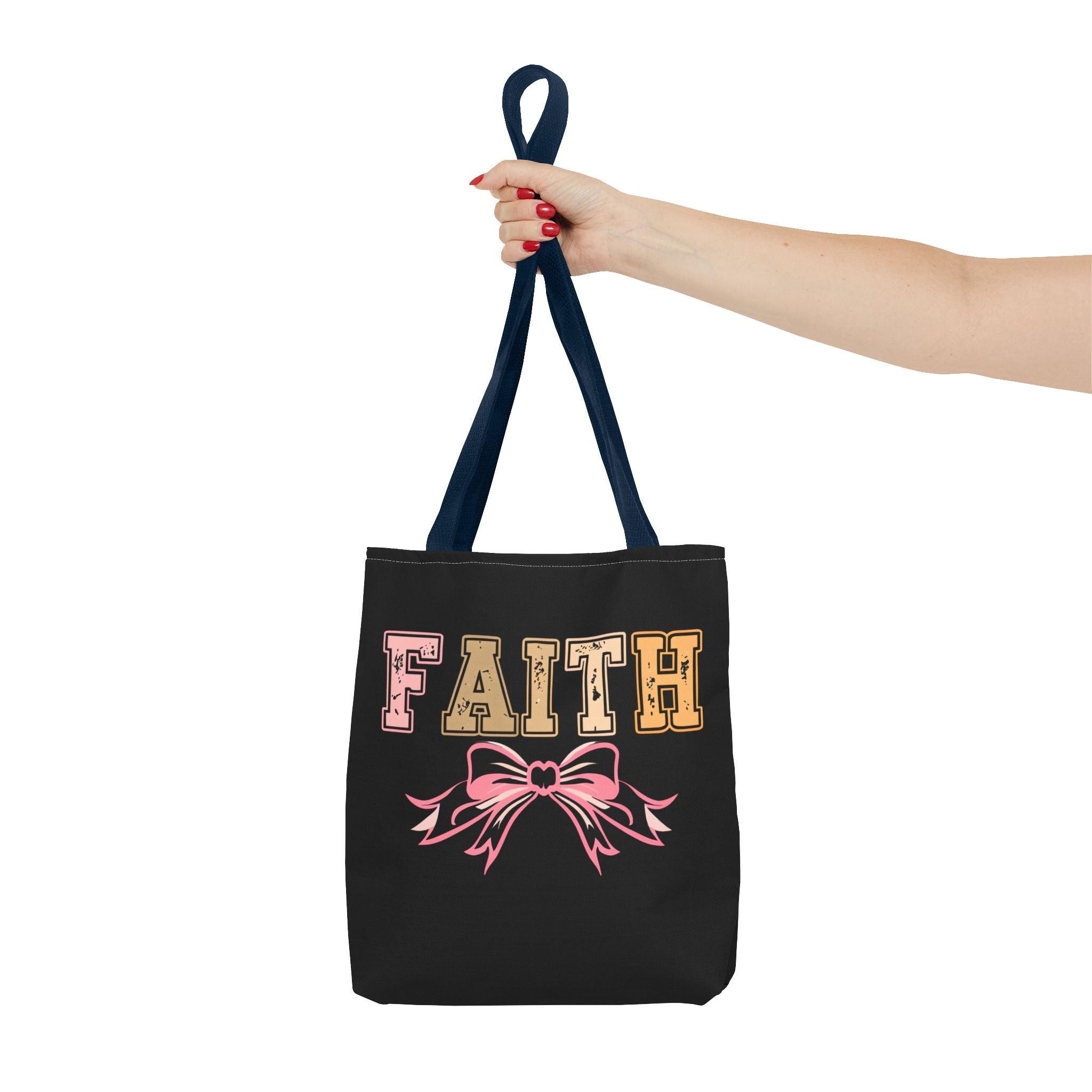 Faith Tote Bag with Bow Design, Inspirational Gift for Her, Everyday Shopping Bag, Faith-Based Gift, Religious Tote, Faith Quote Bag