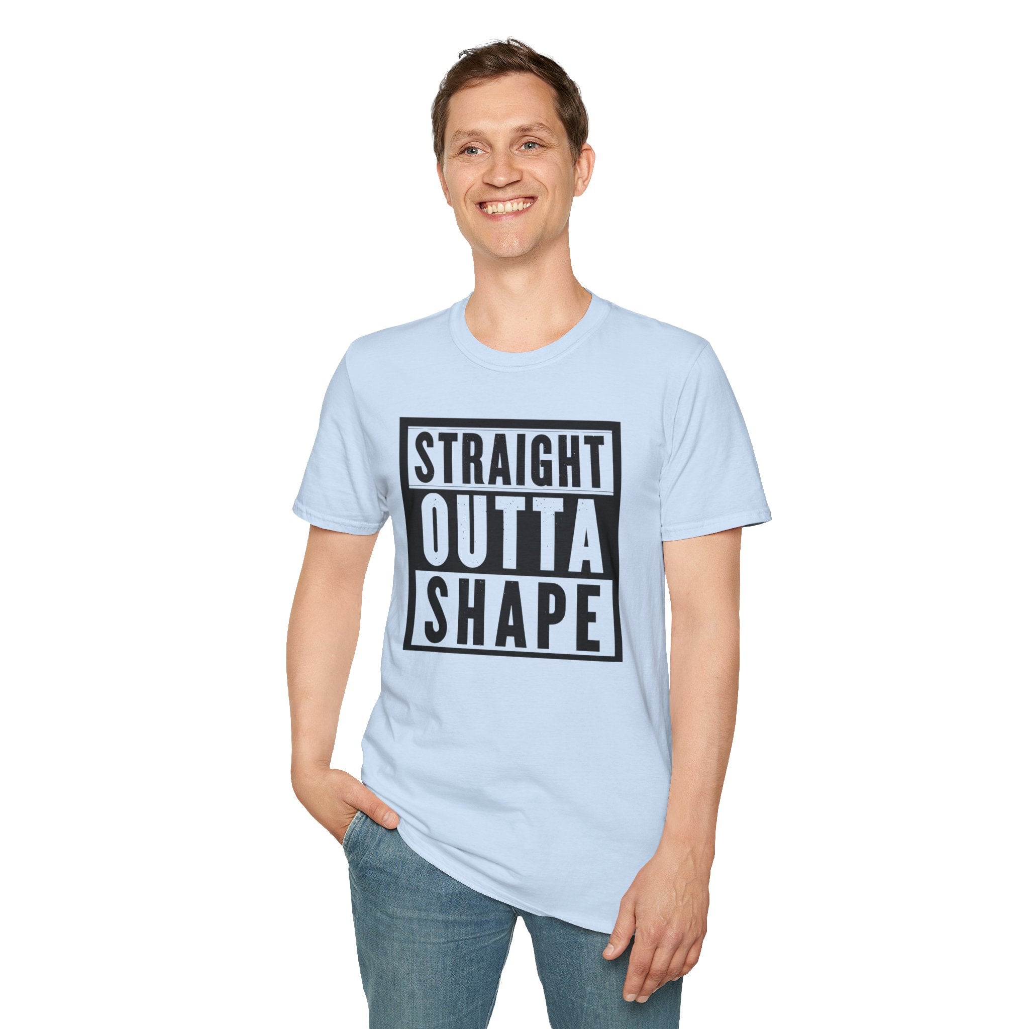 Straight Outta Shape Unisex Softstyle T-Shirt - Funny Workout Tee, Gift for Gym Lovers, Fitness Humor, Casual Wear, Everyday T-Shirt