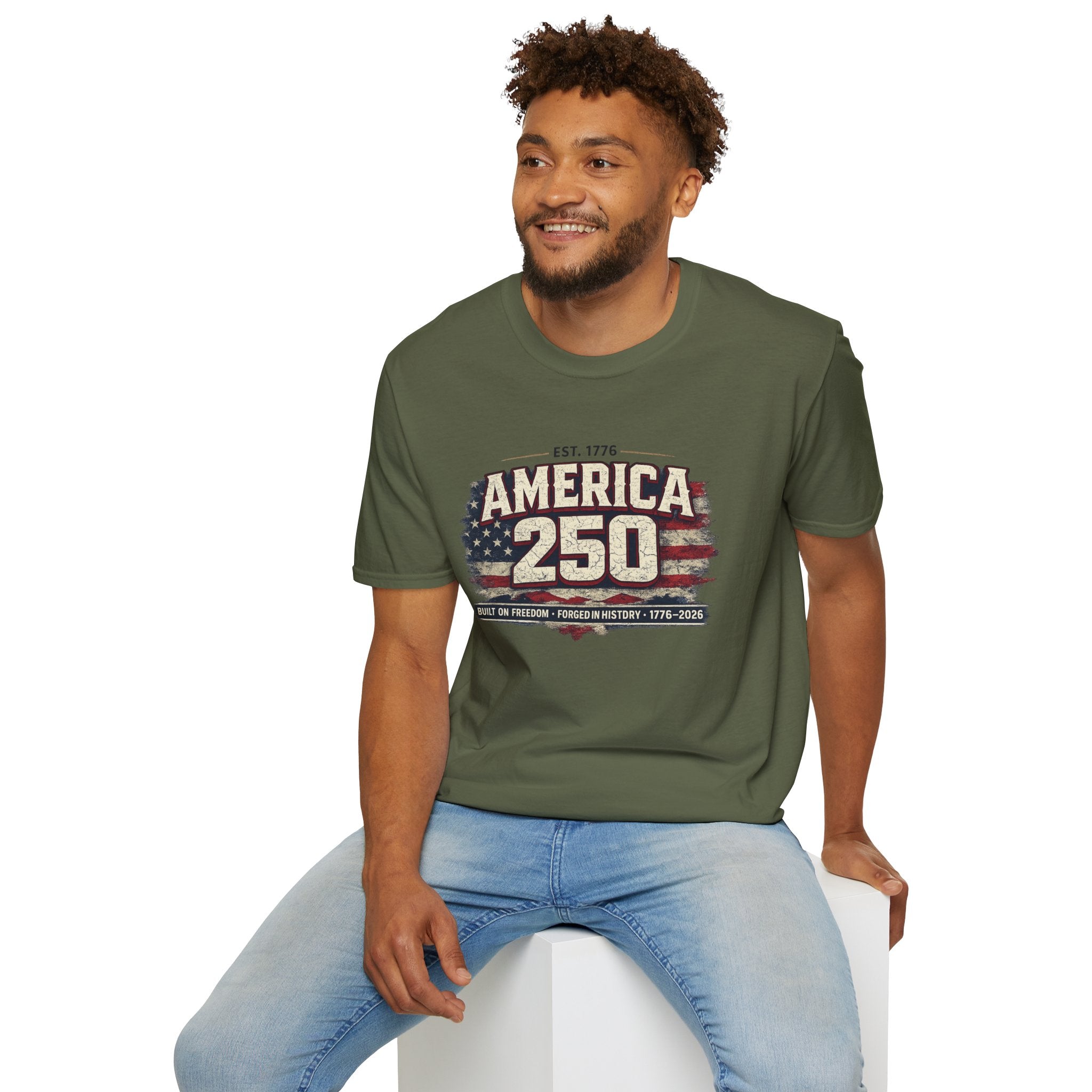 America 250 Vintage Flag T-Shirt — 1776–2026 Patriotic Independence Tee