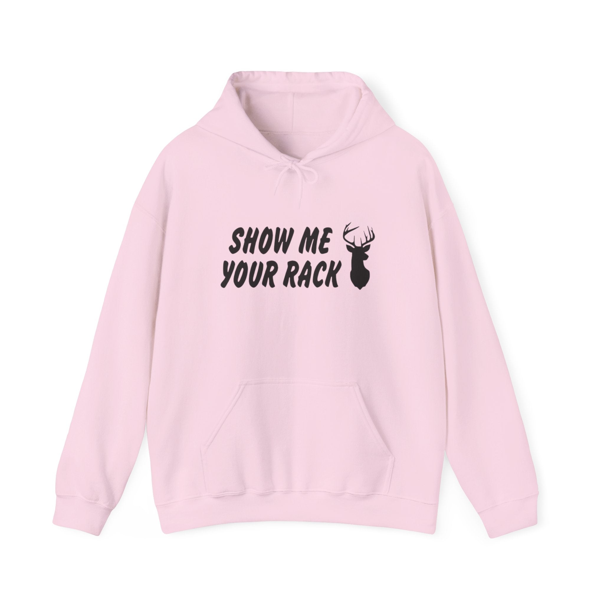 Funny Hunting Hoodie - Show Me Your Rack, Unisex Sweatshirt for Outdoors, Gift for Hunters, Casual Wear, Holiday Apparel