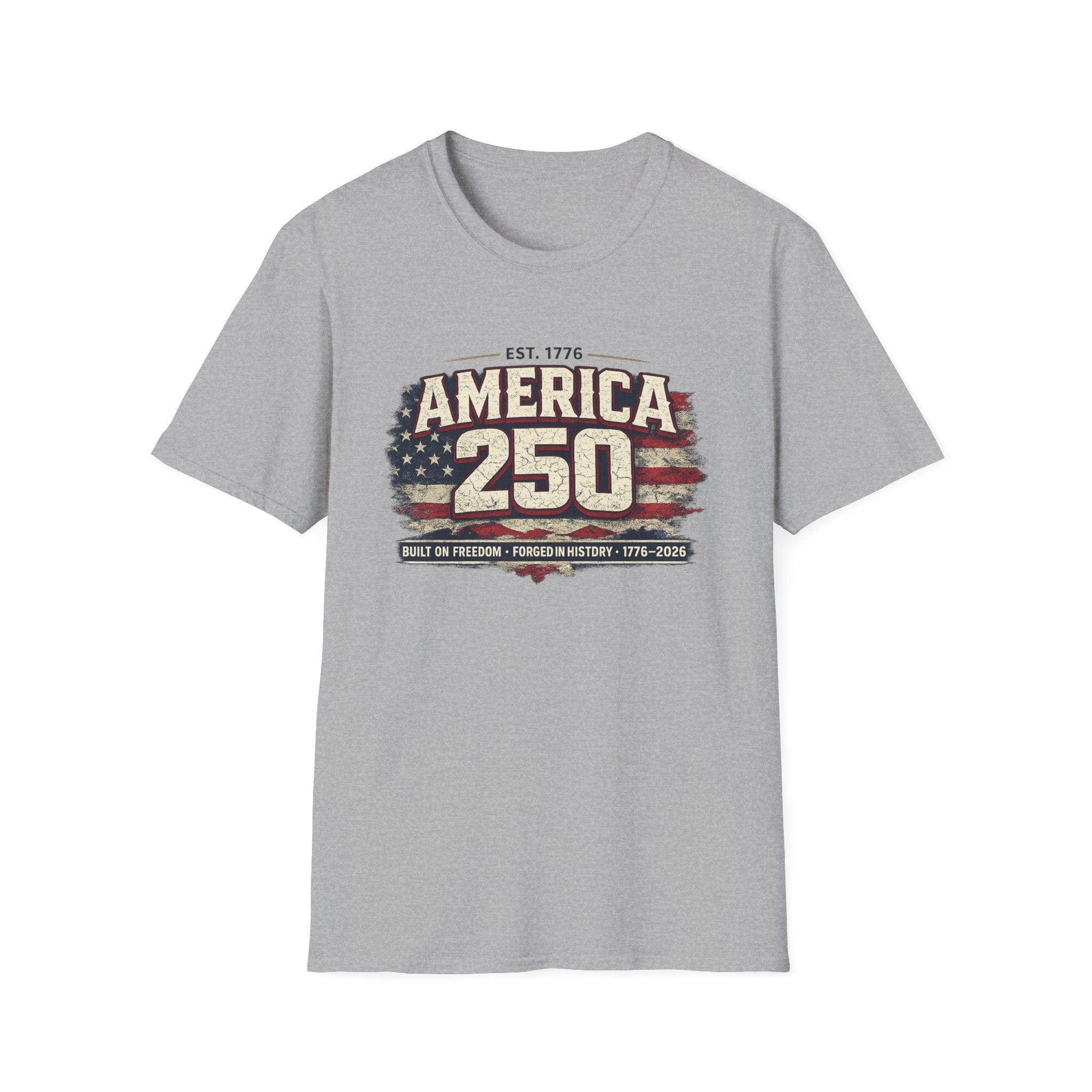 America 250 Vintage Flag T-Shirt — 1776–2026 Patriotic Independence Tee