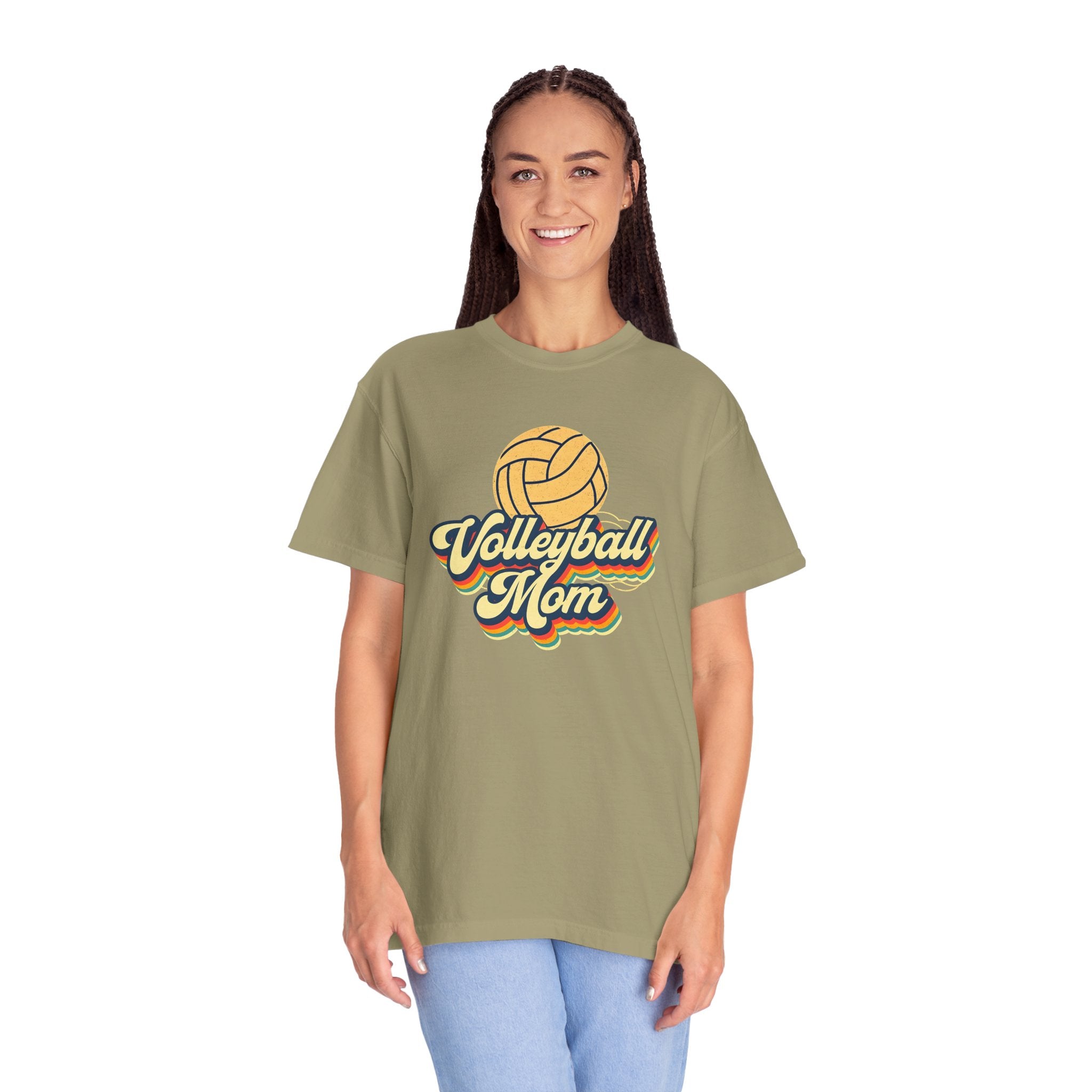 Volleyball Mom T-Shirt, Unisex Garment-Dyed Tee for Sports Lovers, Great for Gifts, Casual Wear, Volleyball Events, Mother’s Day