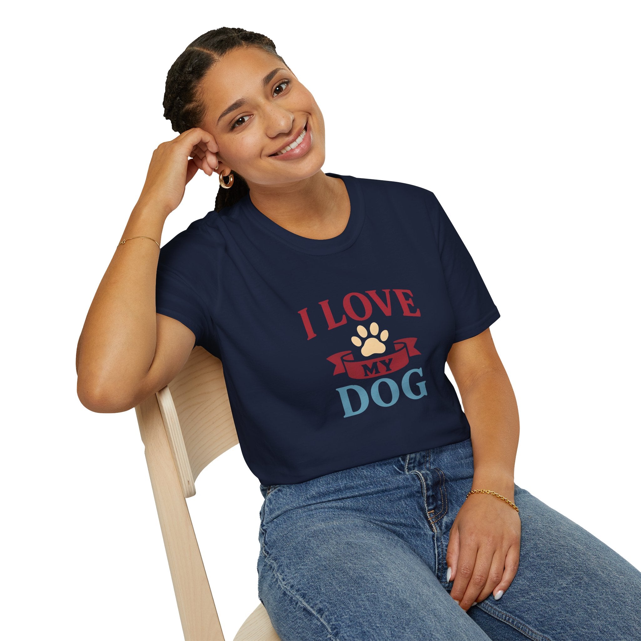 I Love My Dog Unisex Softstyle T-Shirt, Dog Lover Gift, Pet Owner Tee, Dog Mom/Dad Shirt, Casual Wear, Birthday Gift