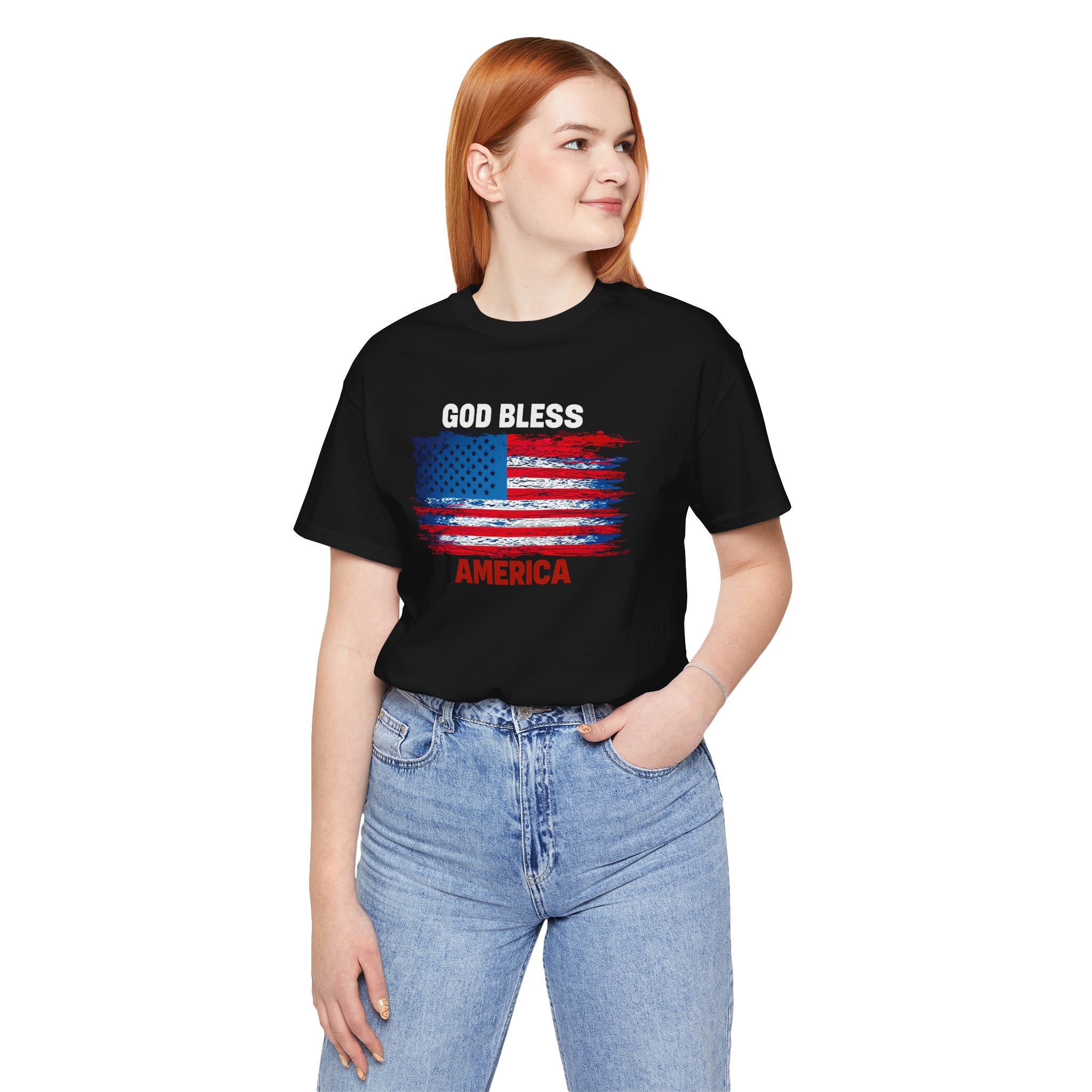 God Bless America T-Shirt - Distressed Flag Patriotic Tee for 4th of July