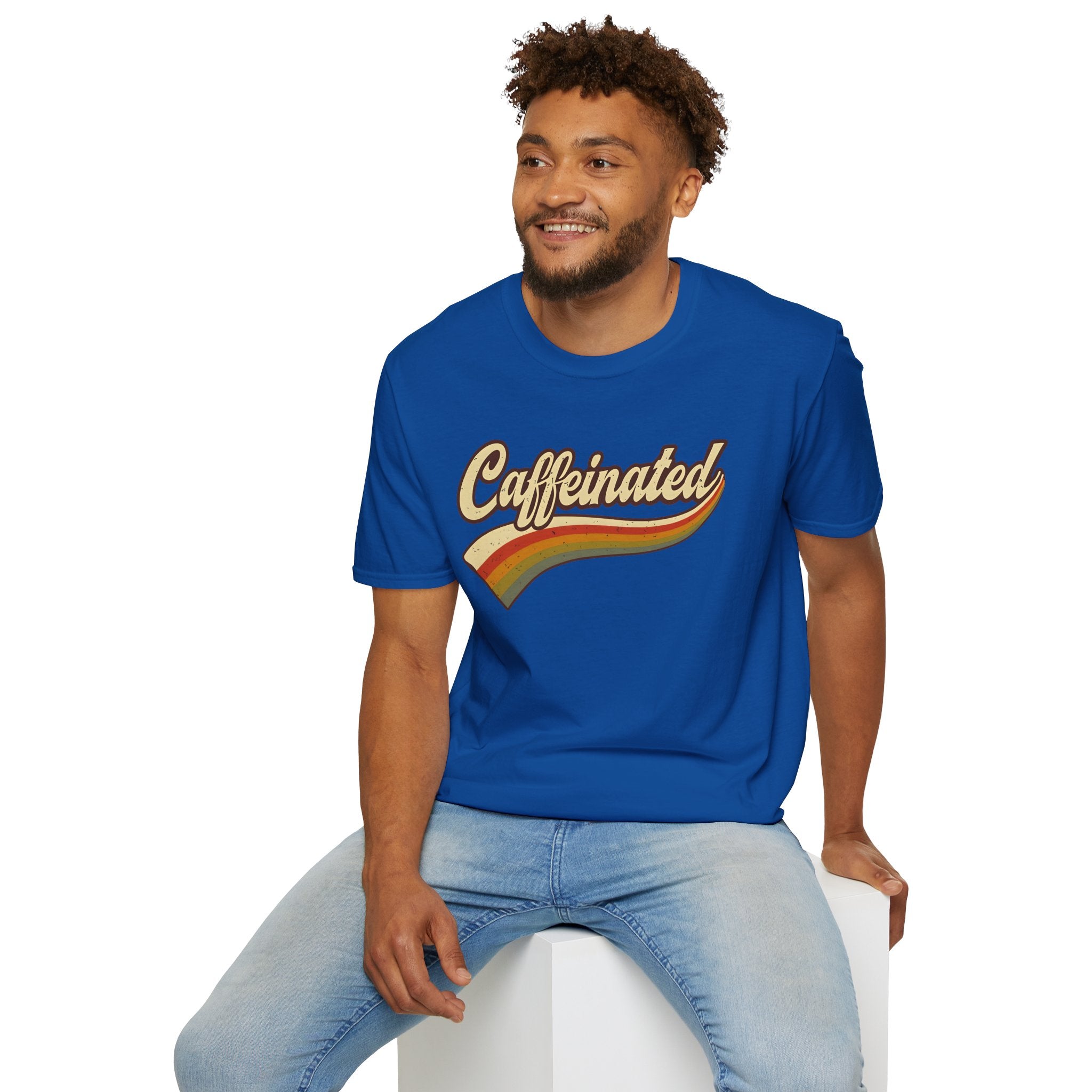 Caffeinated Retro Unisex Softstyle T-Shirt