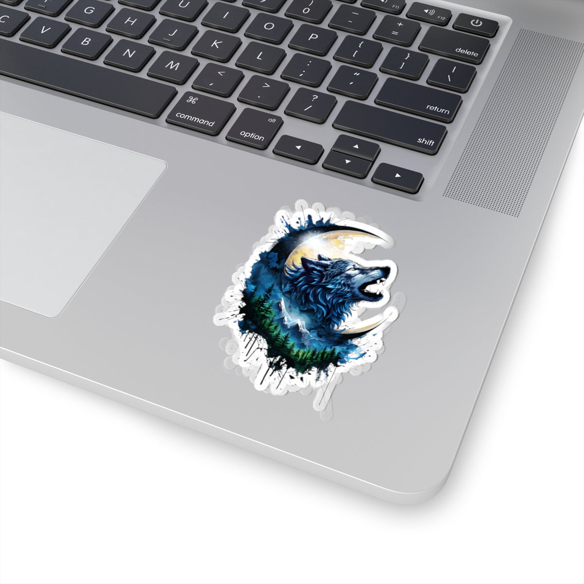 Nature-Inspired Wolf Kiss-Cut Stickers | Outdoor Adventure, Wilderness Decor, Laptop Stickers, Gift for Nature Lovers, Moon Phase Art
