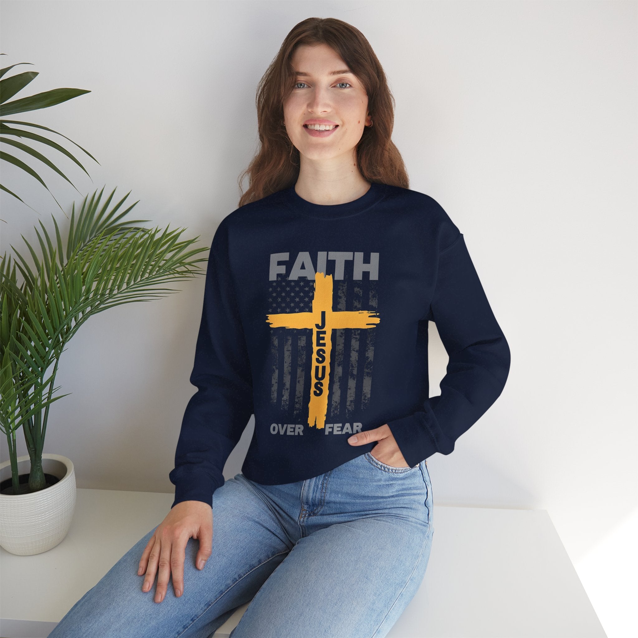 Faith Over Fear Crewneck Sweatshirt, Inspirational Christian Apparel, Unisex Sweatshirt, Religious Gift, Cozy Faith-Based Clothing