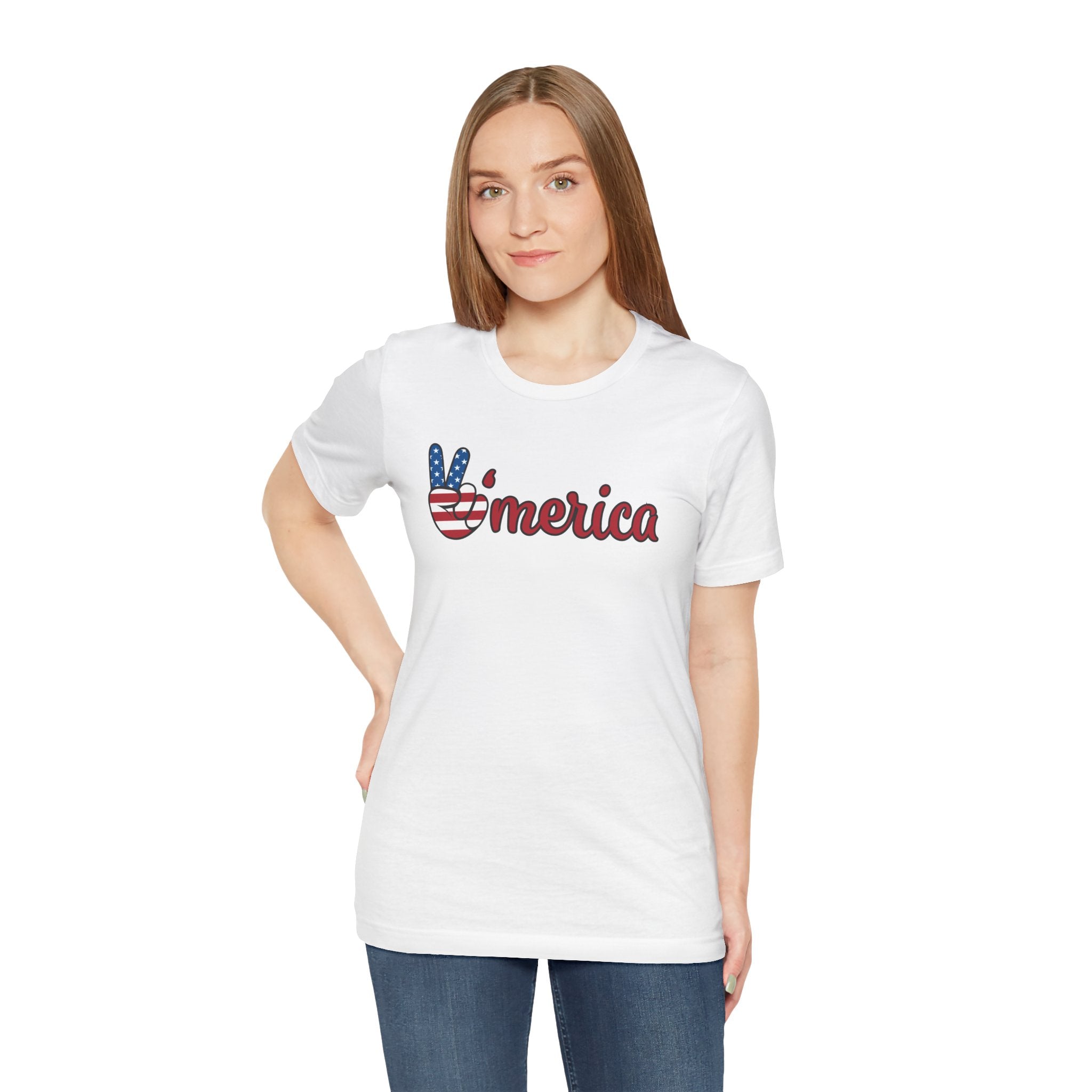 'Merica Peace Sign T-Shirt — Patriotic American Flag Graphic Tee for 4th of July