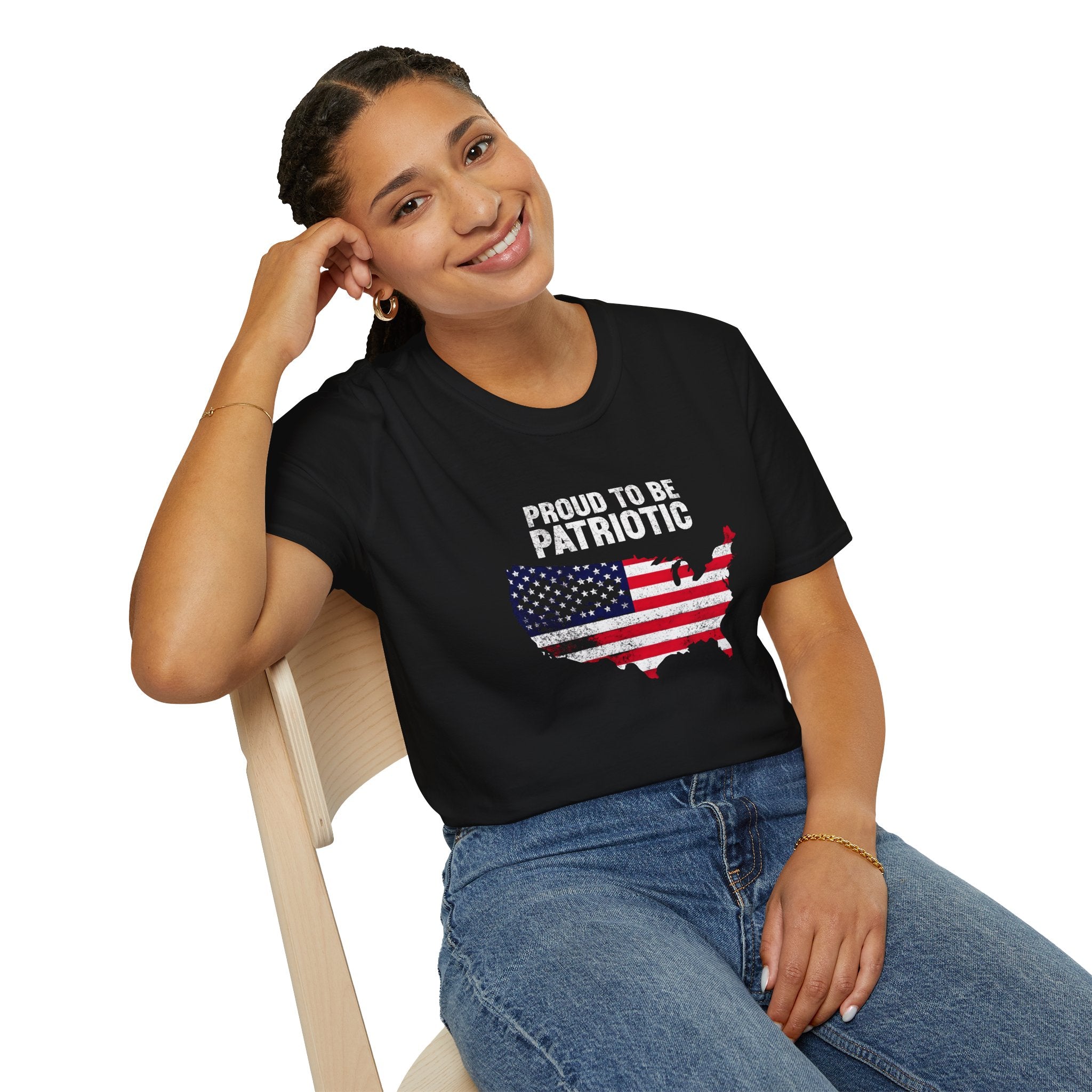 Patriotic USA Map T-Shirt — "Proud to Be Patriotic" American Flag Tee