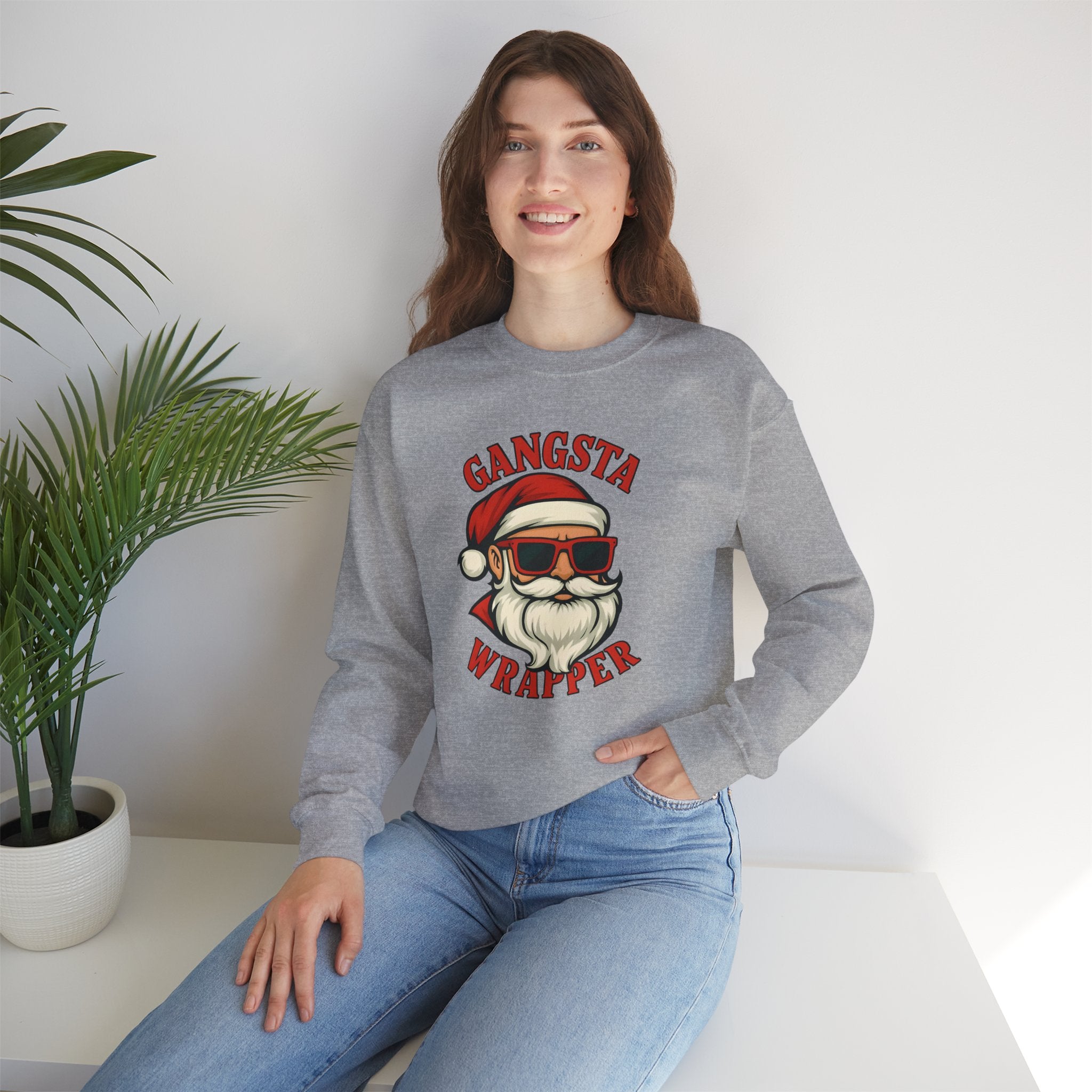 Gangsta Wrapper Crewneck Sweatshirt – Funny Christmas Apparel for Holiday Cheer