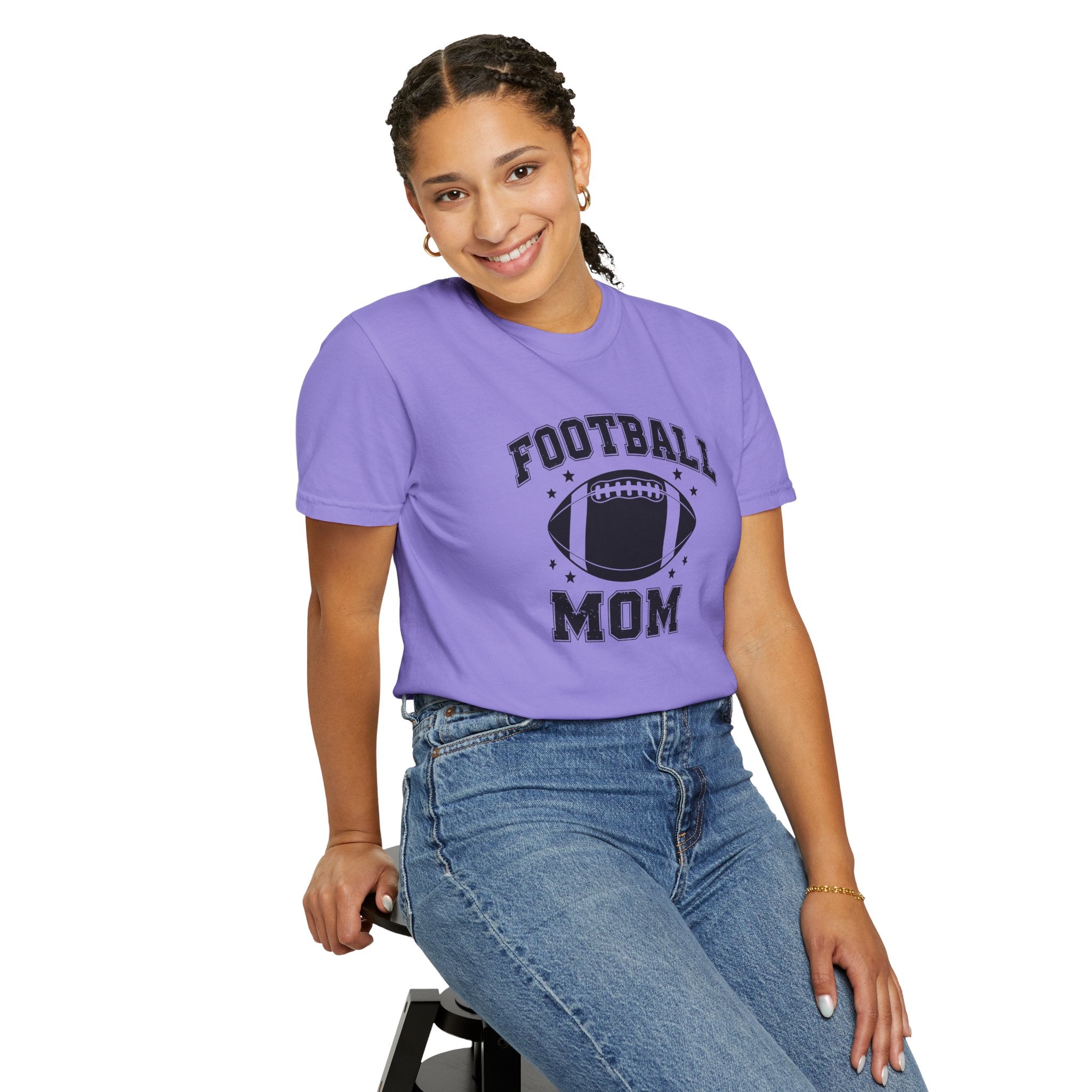 Football Mom T-Shirt, Unisex Garment-Dyed Tee for Game Day, Sports Mom Gift, Team Spirit Shirt, Casual Comfort Wear