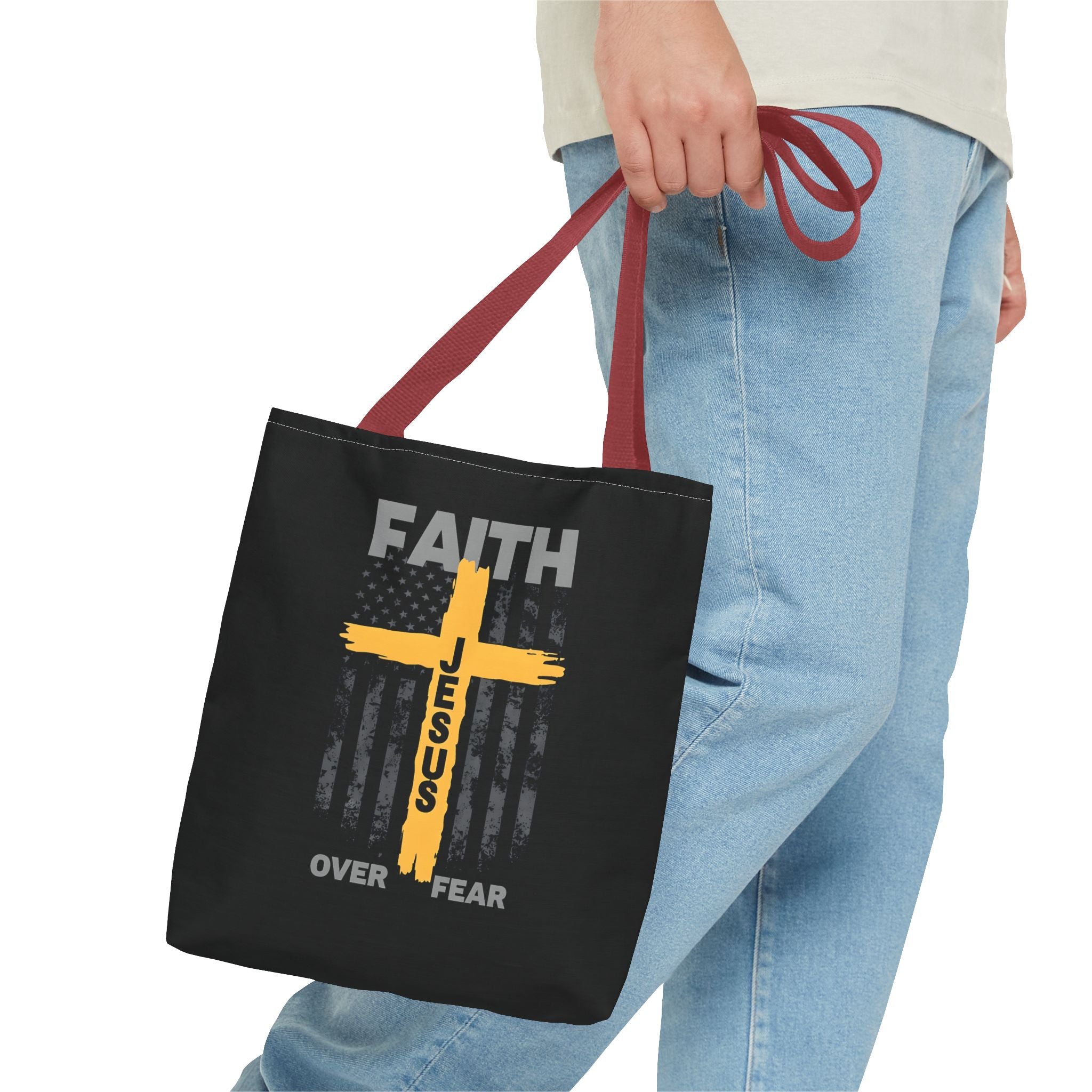 Faith Over Fear Tote Bag, Inspirational Bag, Bible Quote Tote, Christian Gift, Church Accessory, Motivational Bag