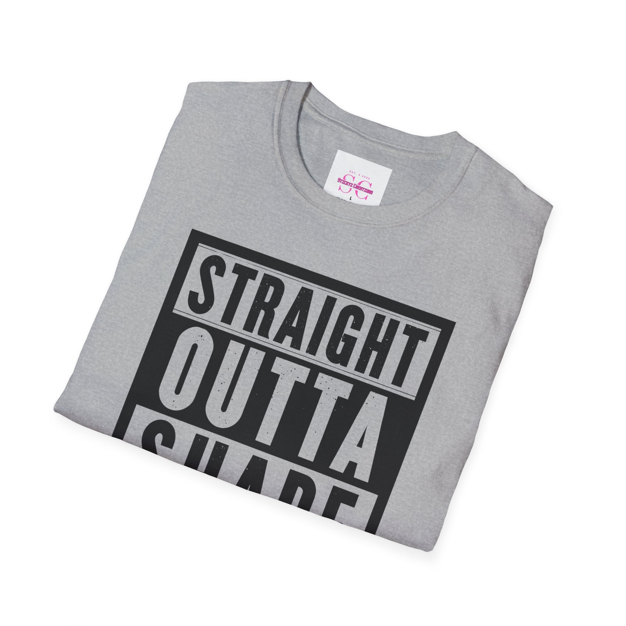 Straight Outta Shape Unisex Softstyle T-Shirt - Funny Workout Tee, Gift for Gym Lovers, Fitness Humor, Casual Wear, Everyday T-Shirt