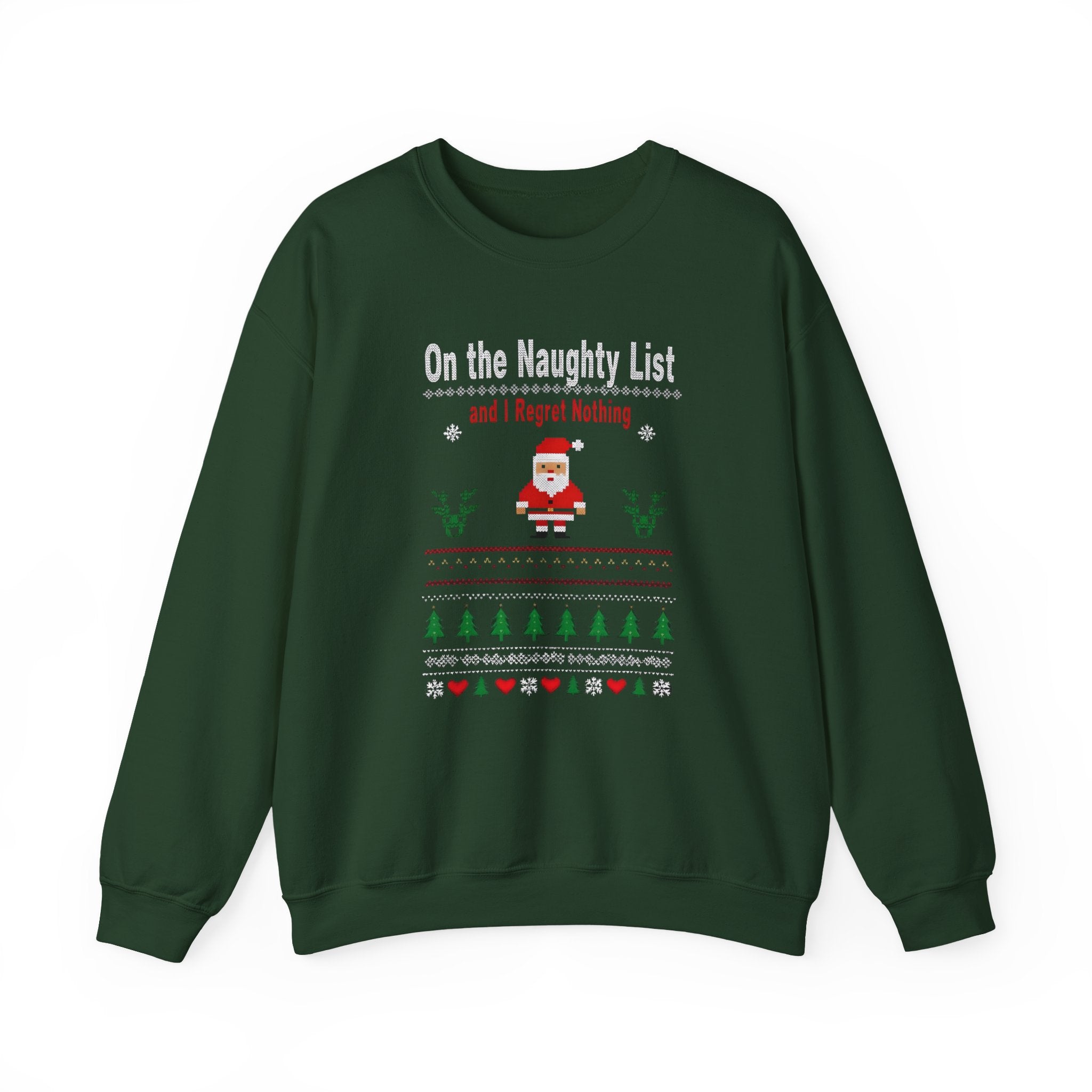 Festive Humor Sweatshirt: On the Naughty List, Christmas Gift, Holiday Apparel, Cozy Crewneck, Unisex Sweatshirt