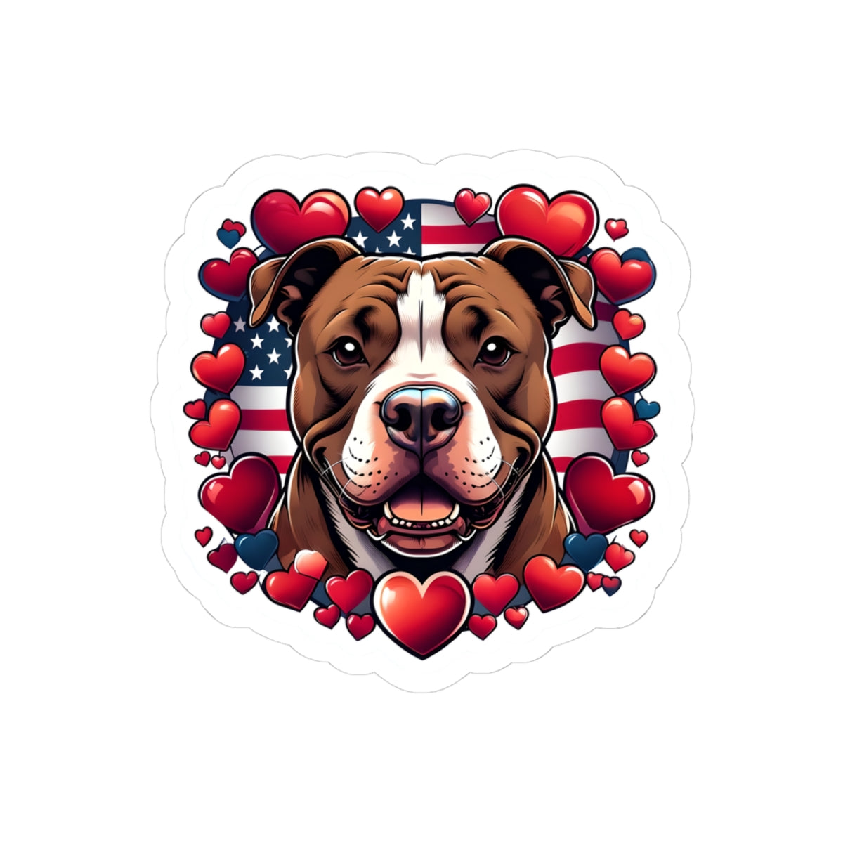 Patriotic Pit Bull Love Kiss-Cut Stickers - Perfect for Dog Lovers