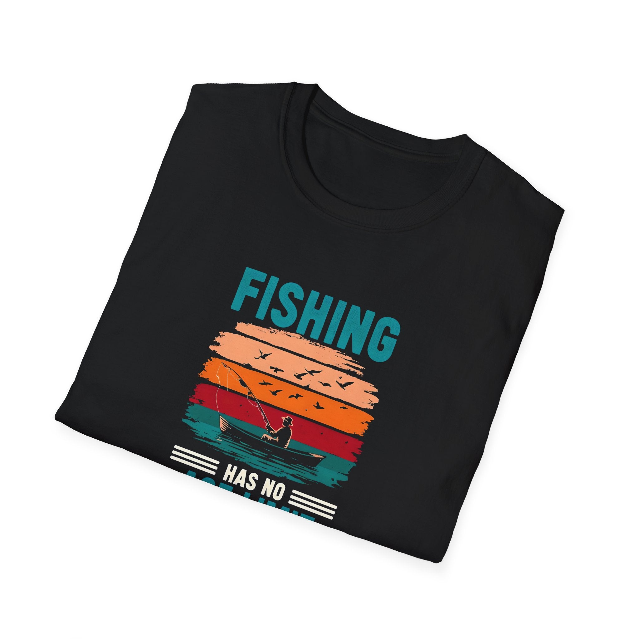 Fishing Age Limit T-Shirt, Unisex Softstyle Tee, Perfect Gift for Fishing Enthusiasts, Summer Apparel, Great for Birthdays, Father’s Day