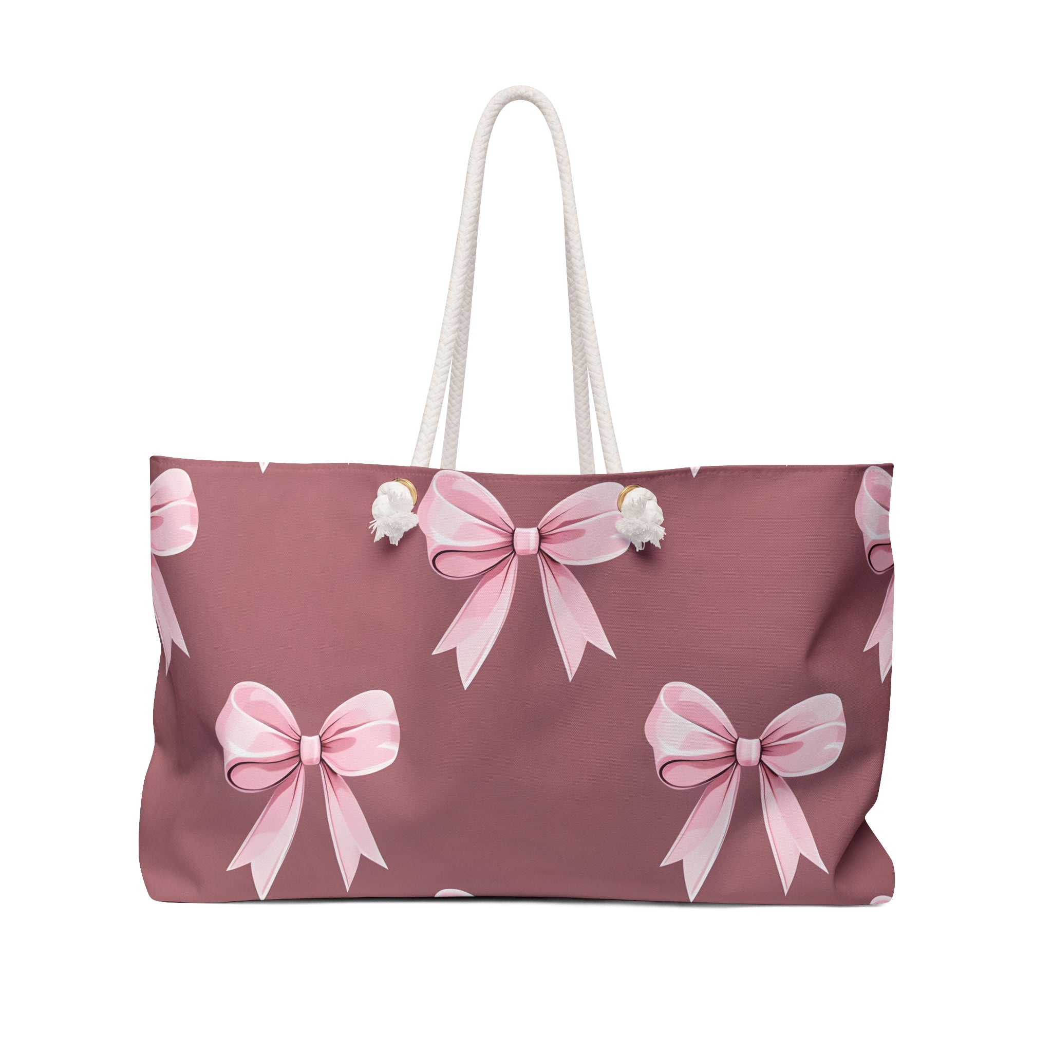 Chic Pink Bow Weekender Bag, Stylish Travel Tote, Gift for Her, Overnight Bag, Weekend Getaway Essentials, Fashionable Storage