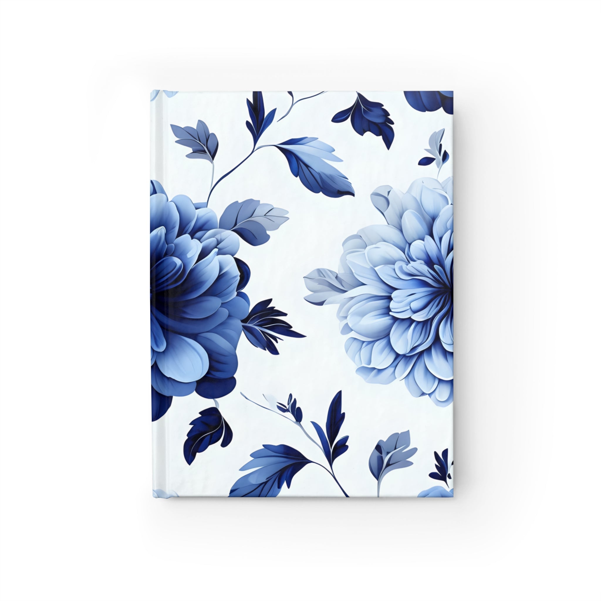 Floral Design Journal - Elegant Blue Flowers, Gift for Writers, Inspirational Notebook, Personal Diary, Birthday Gift