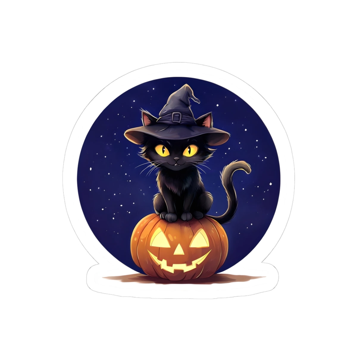 Magical Halloween Cat Stickers | Cute Witch Cat on Pumpkin | Perfect for Party Favors, Scrapbooking, Gifts, Decor