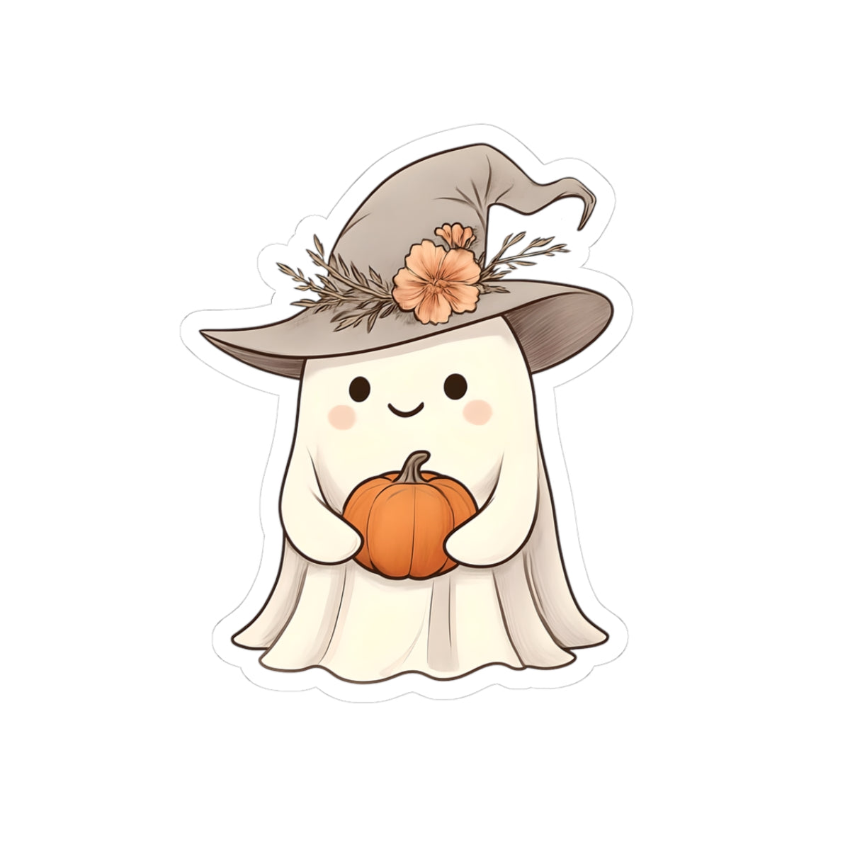 Cute Halloween Ghost Kiss-Cut Stickers, Pumpkin Decor, Cute Stickers for Laptops, Fall Gifts, Halloween Party Favors, Whimsical Decor