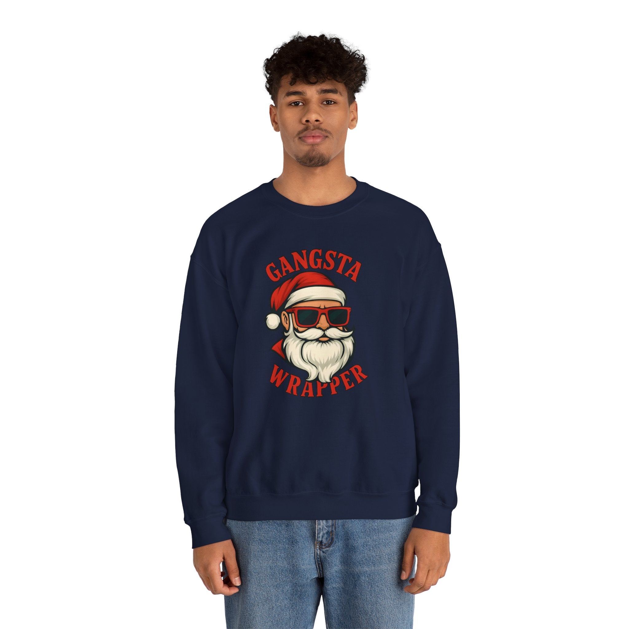 Gangsta Wrapper Crewneck Sweatshirt – Funny Christmas Apparel for Holiday Cheer