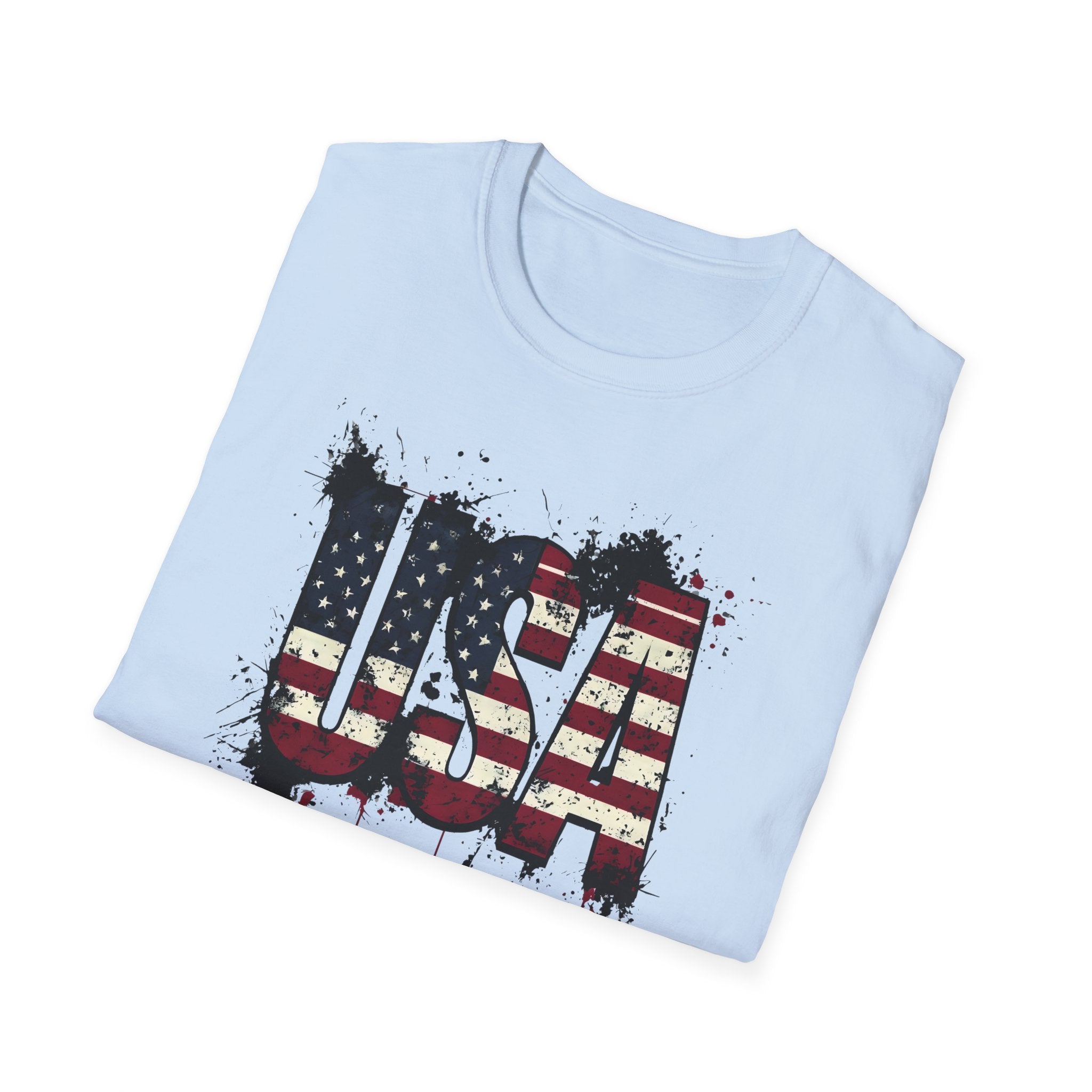 USA Flag Grunge T-Shirt — Distressed American Flag Graphic Tee for 4th of July