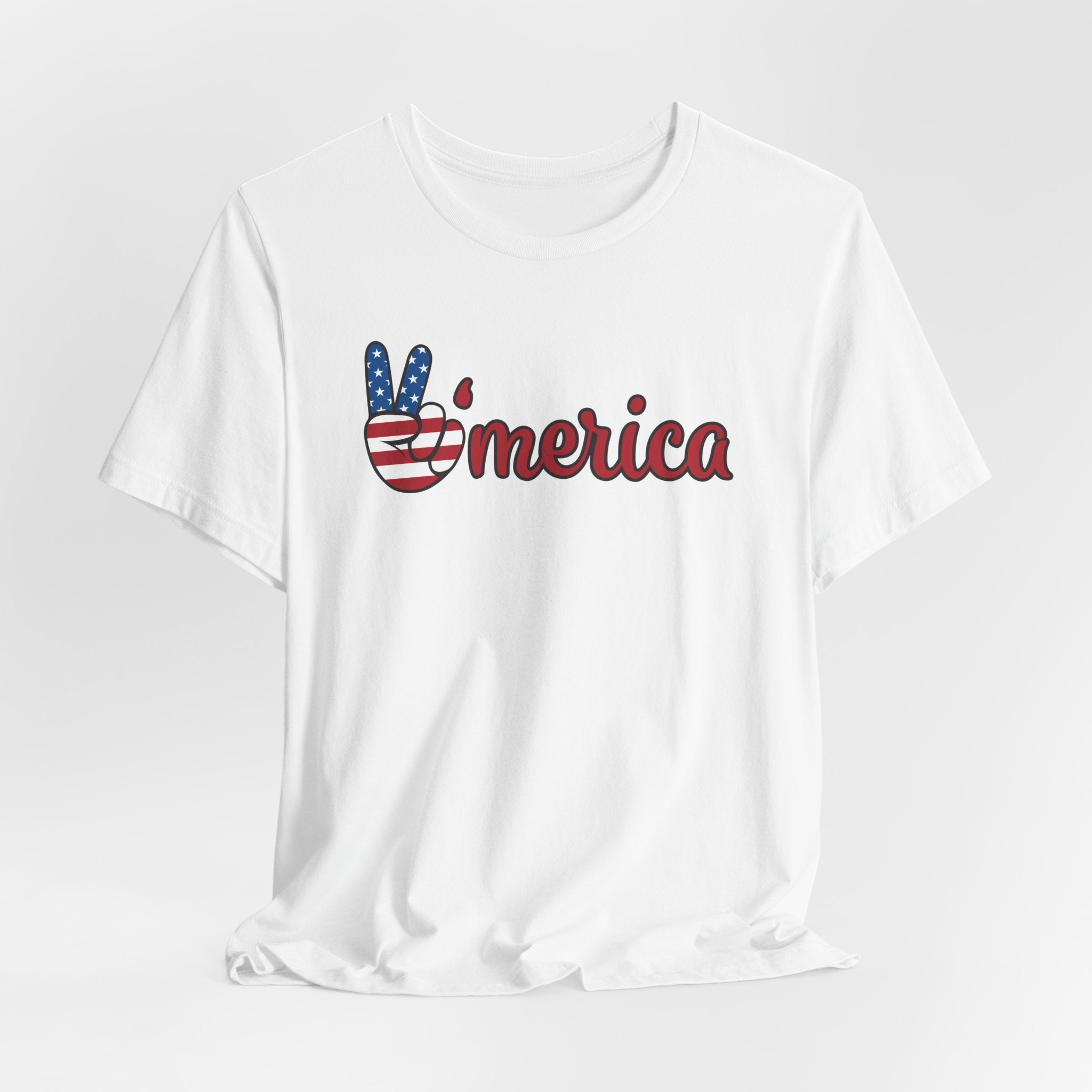 'Merica Peace Sign T-Shirt — Patriotic American Flag Graphic Tee for 4th of July