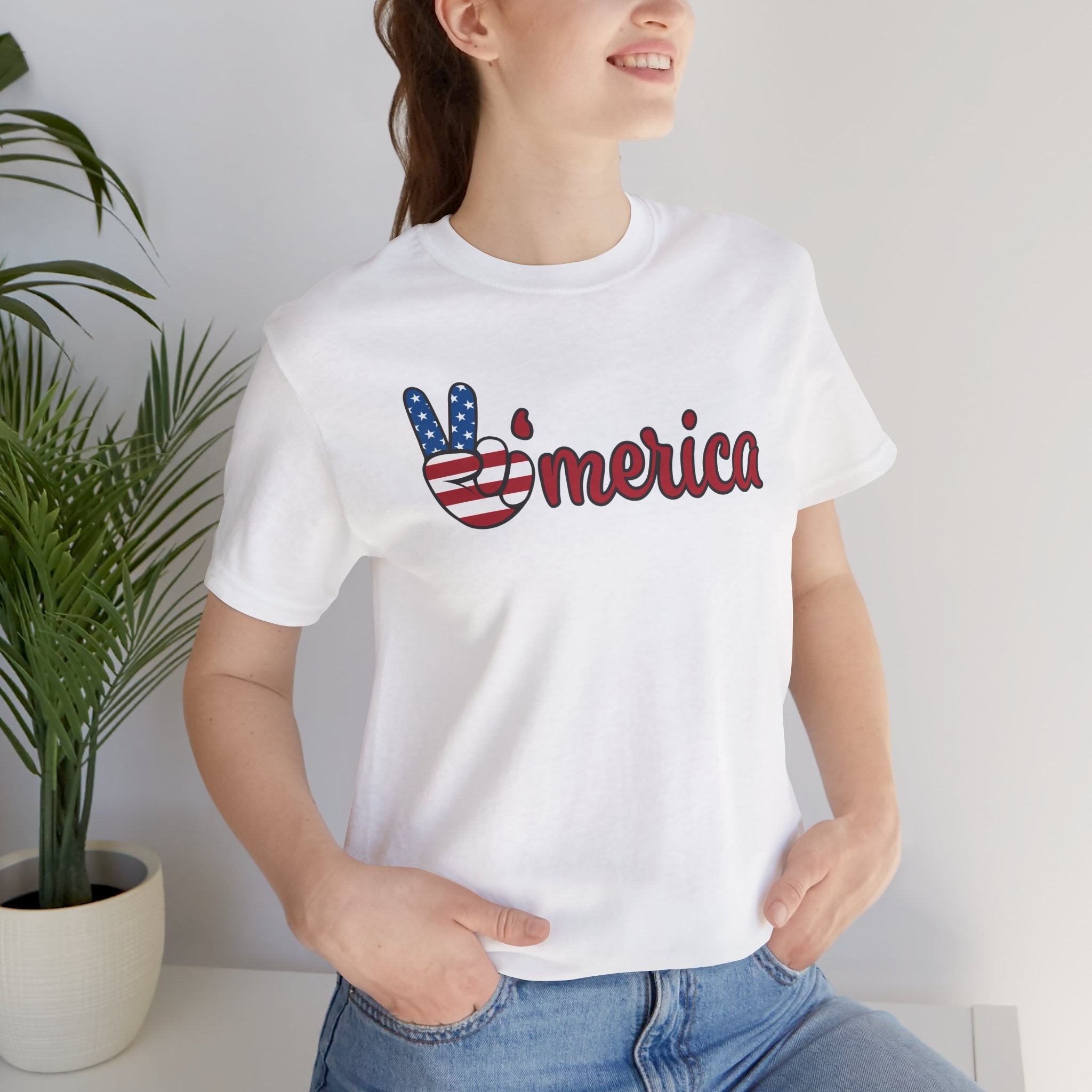 'Merica Peace Sign T-Shirt — Patriotic American Flag Graphic Tee for 4th of July