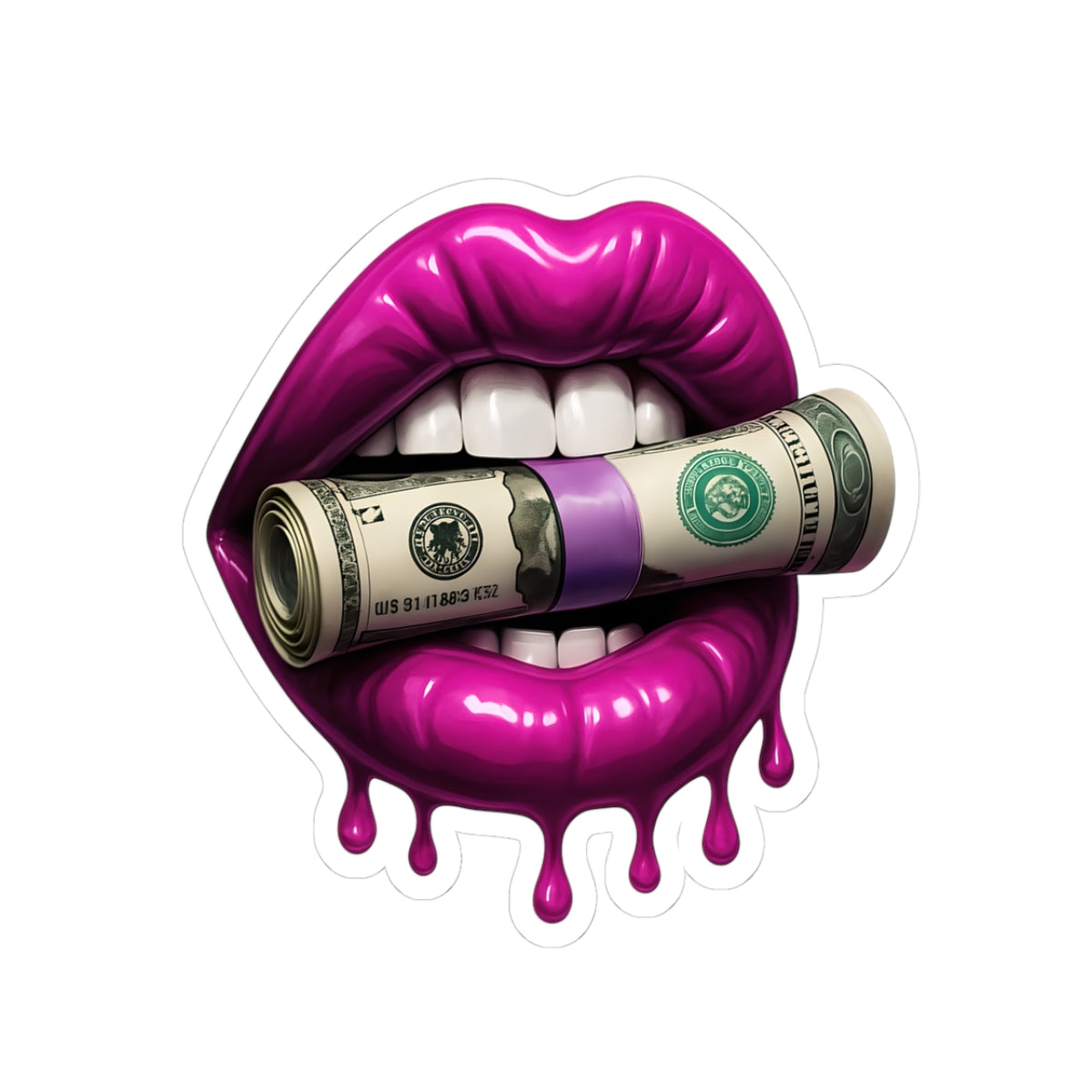 Bold Lip Money Kiss-Cut Stickers | Vibrant Laptop Decor, Party Favors, Trendy Gift Ideas, Unique Stickers for Adults, Custom Wall Art
