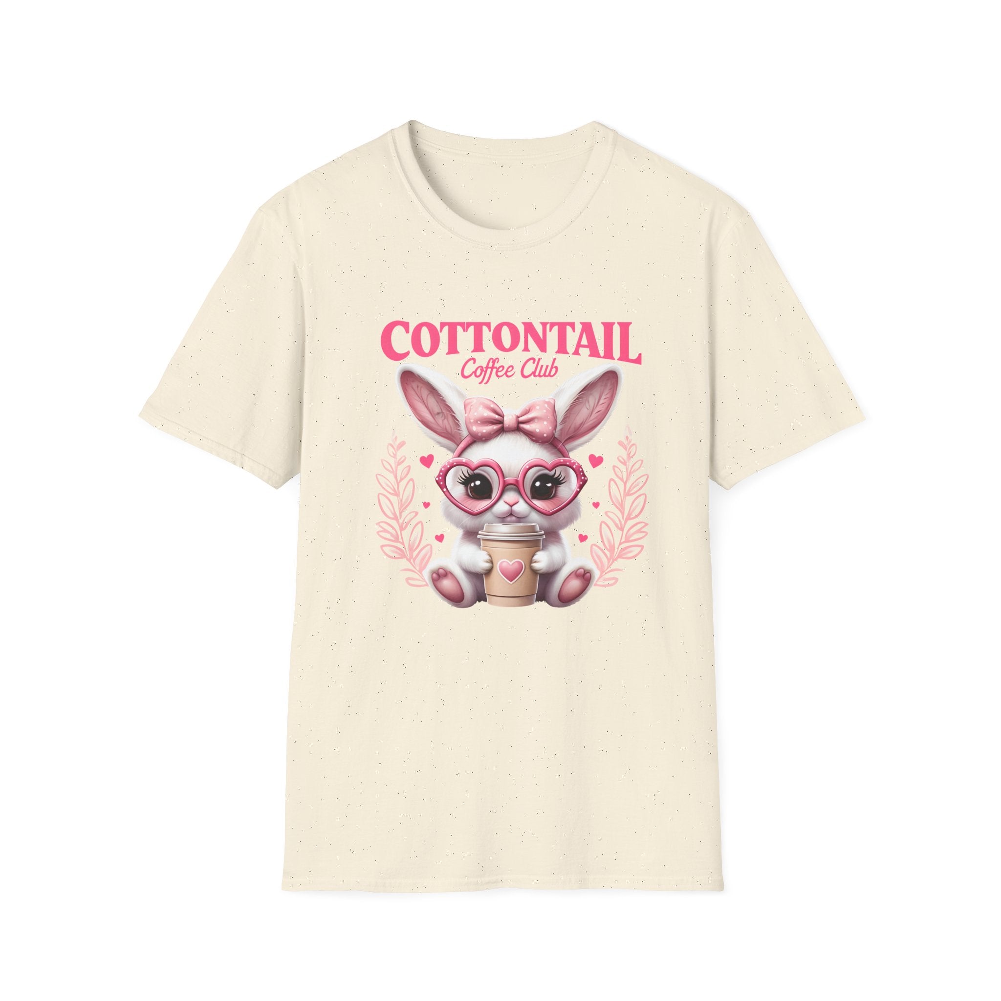 Cottontail Coffee Club Tee — Cute Bunny Holding Latte Graphic T-Shirt