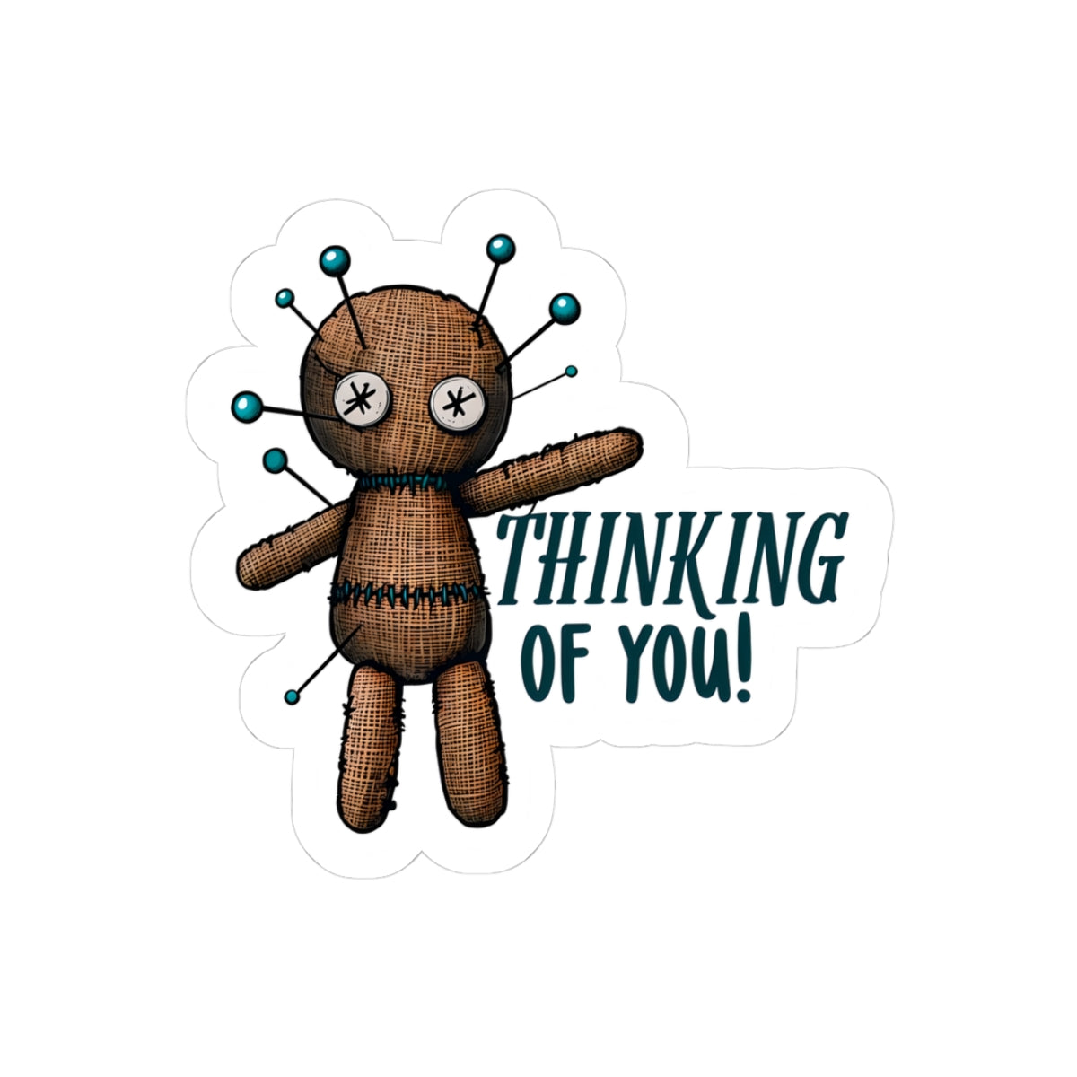 Thinking of You Voodoo Doll Kiss-Cut Stickers - Unique & Fun Reminders