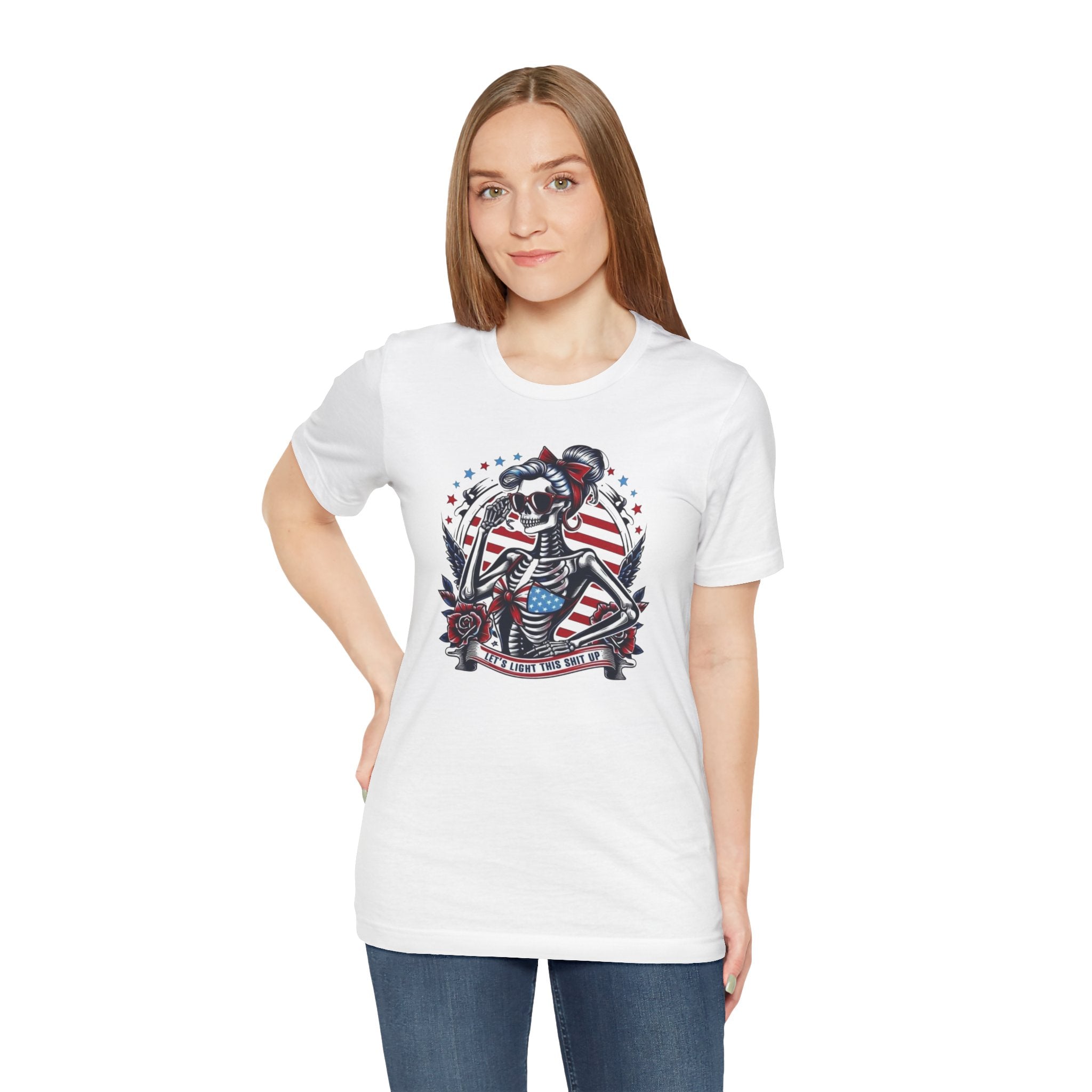 Patriotic Sailor Skull Tee — American Flag Pinup Tattoo T-Shirt
