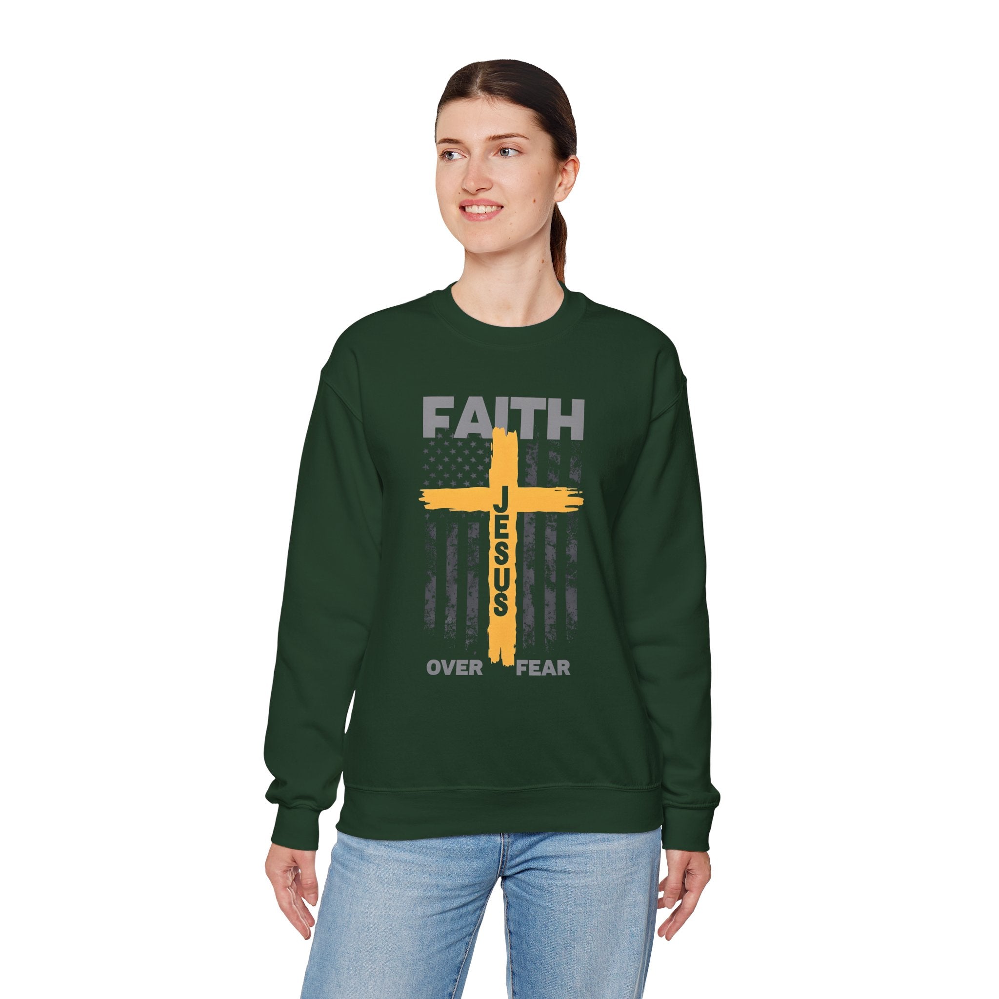 Faith Over Fear Crewneck Sweatshirt, Inspirational Christian Apparel, Unisex Sweatshirt, Religious Gift, Cozy Faith-Based Clothing