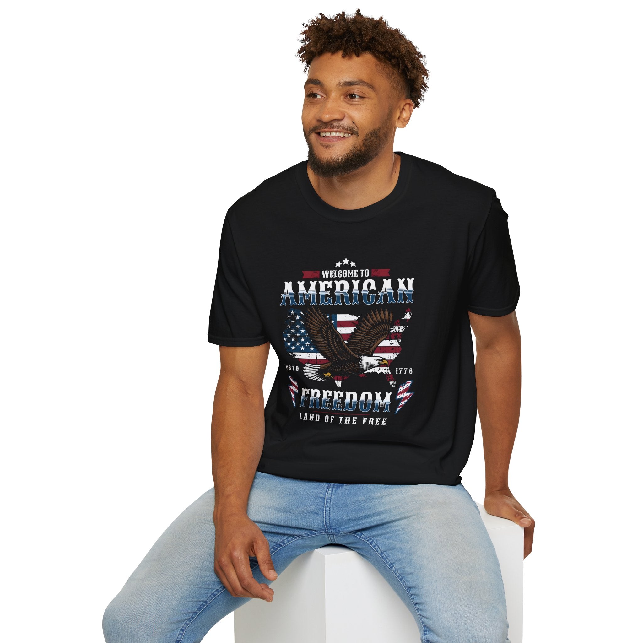 American Freedom Eagle T-Shirt — Distressed Flag Patriotic Tee for 4th of July