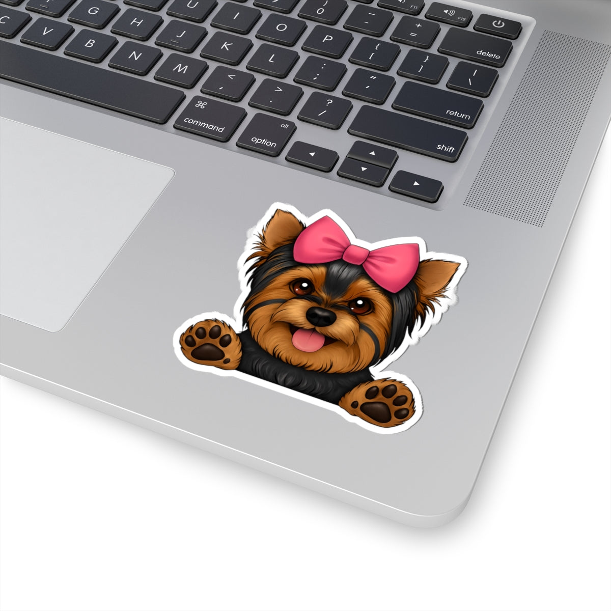 Cute Dog Kiss-Cut Stickers - Adorable Yorkshire Terrier with Bow for Dog Lovers