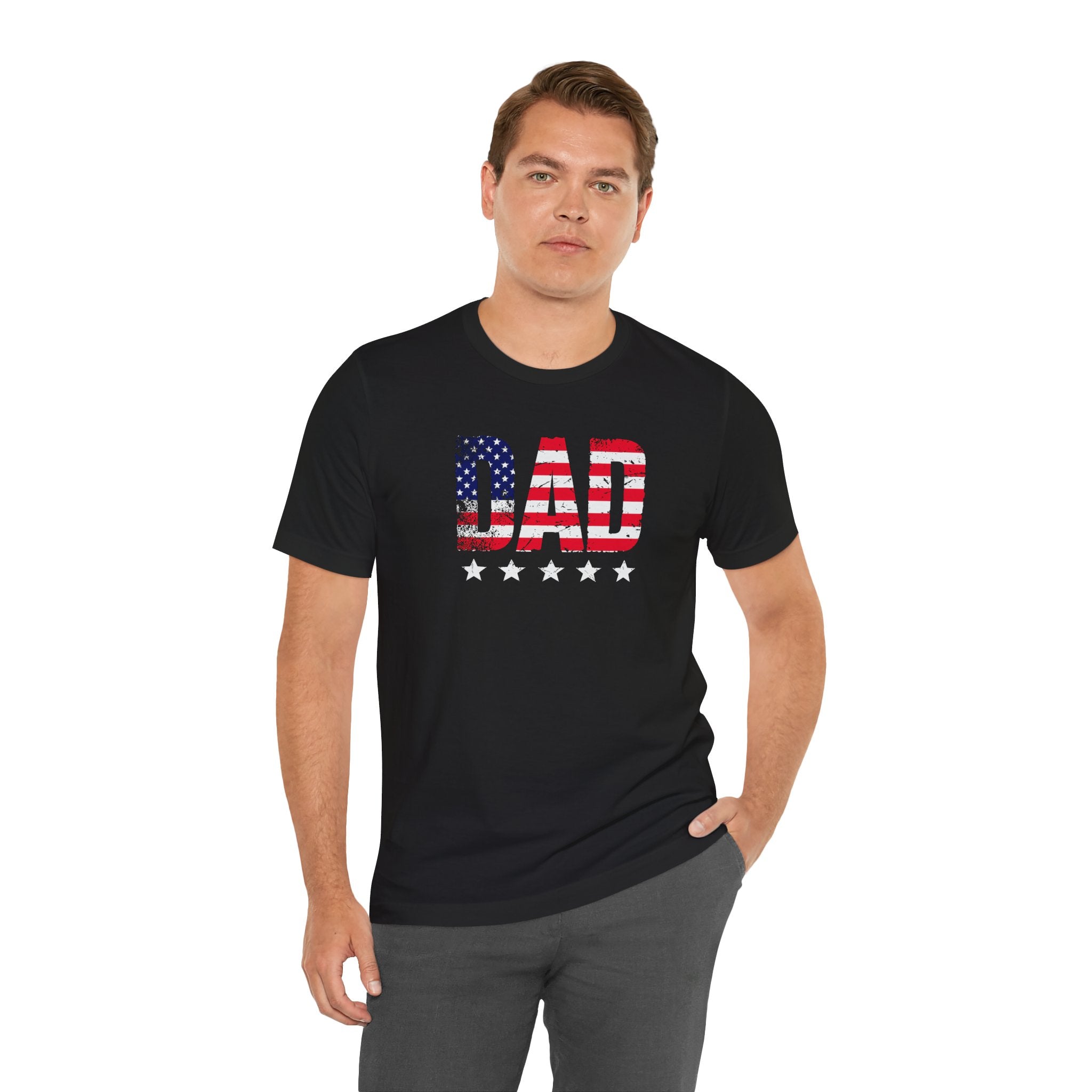 Dad USA Flag T-Shirt — Patriotic Father’s Day Tee with Stars