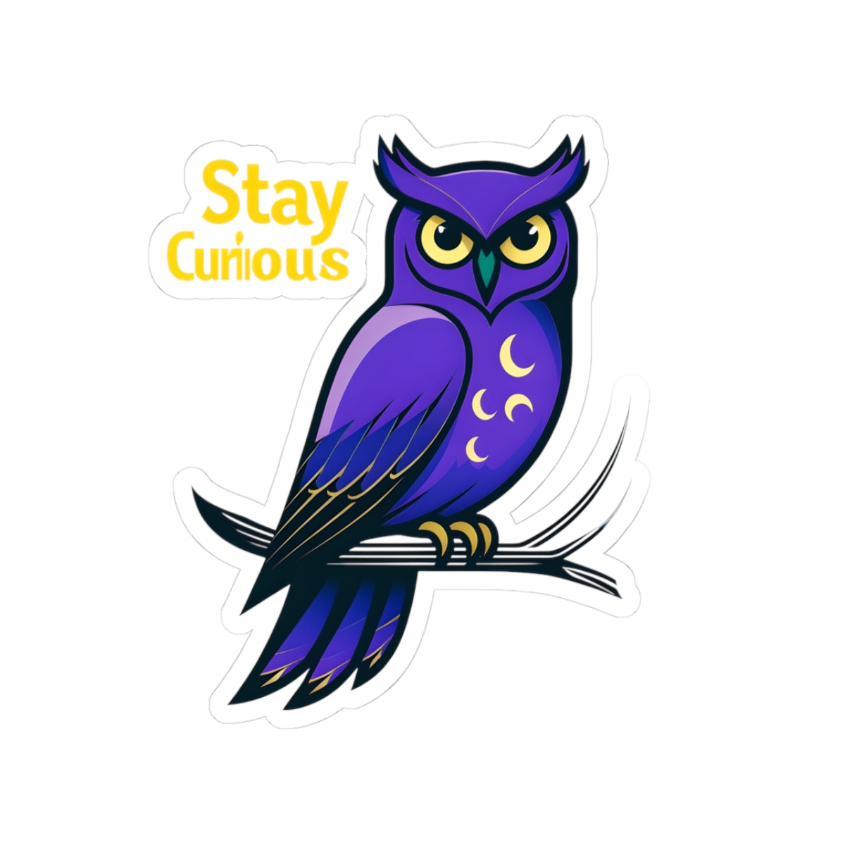 Stay Curious Owl Kiss-Cut Stickers - Inspirational Vinyl Decals for Laptops and Journals