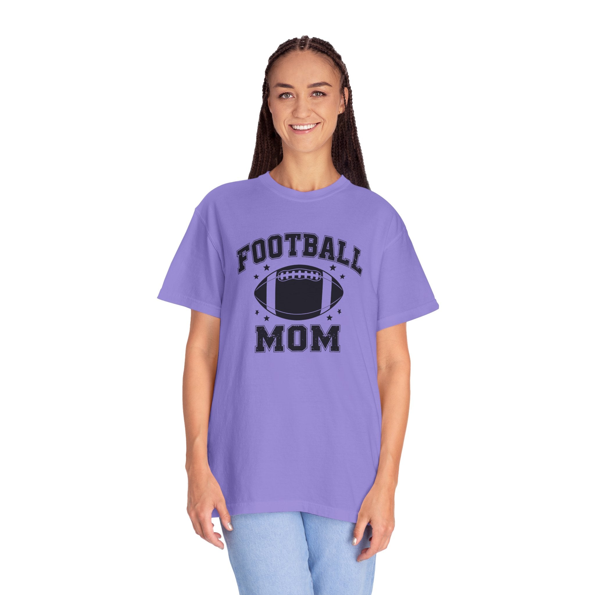 Football Mom T-Shirt, Unisex Garment-Dyed Tee for Game Day, Sports Mom Gift, Team Spirit Shirt, Casual Comfort Wear