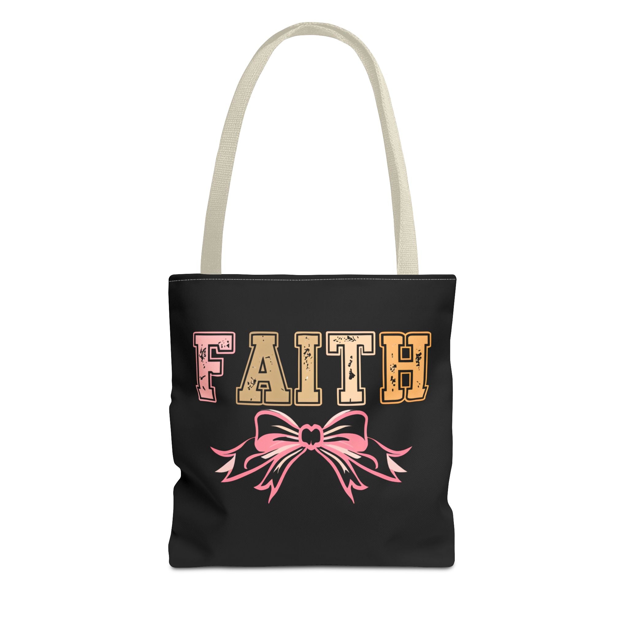 Faith Tote Bag with Bow Design, Inspirational Gift for Her, Everyday Shopping Bag, Faith-Based Gift, Religious Tote, Faith Quote Bag
